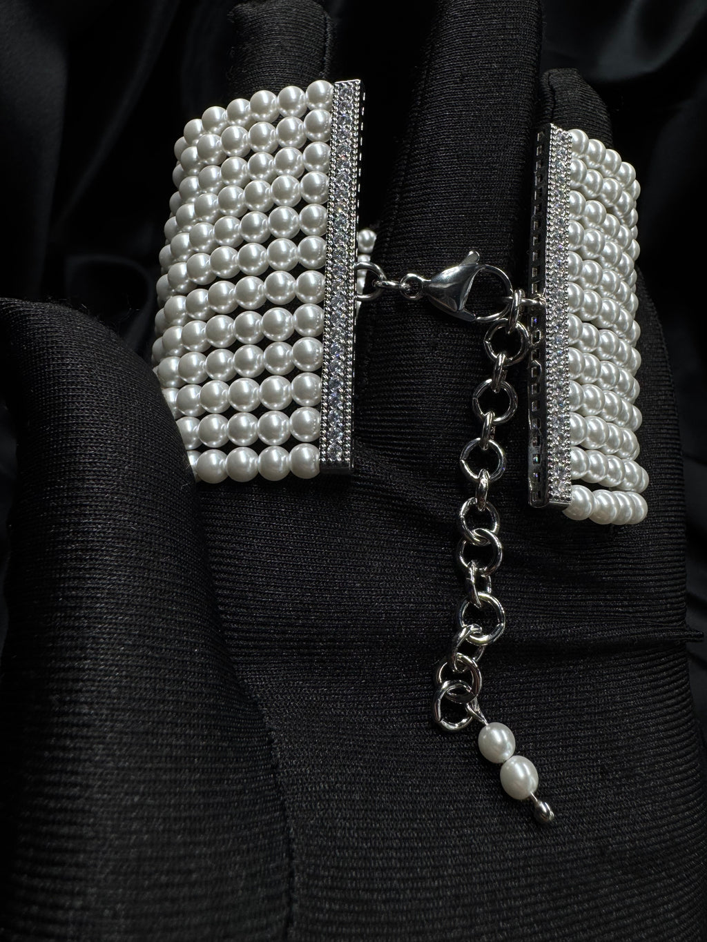 Pearl Cuff Bracelet – Wide Multirow Design for Wedding