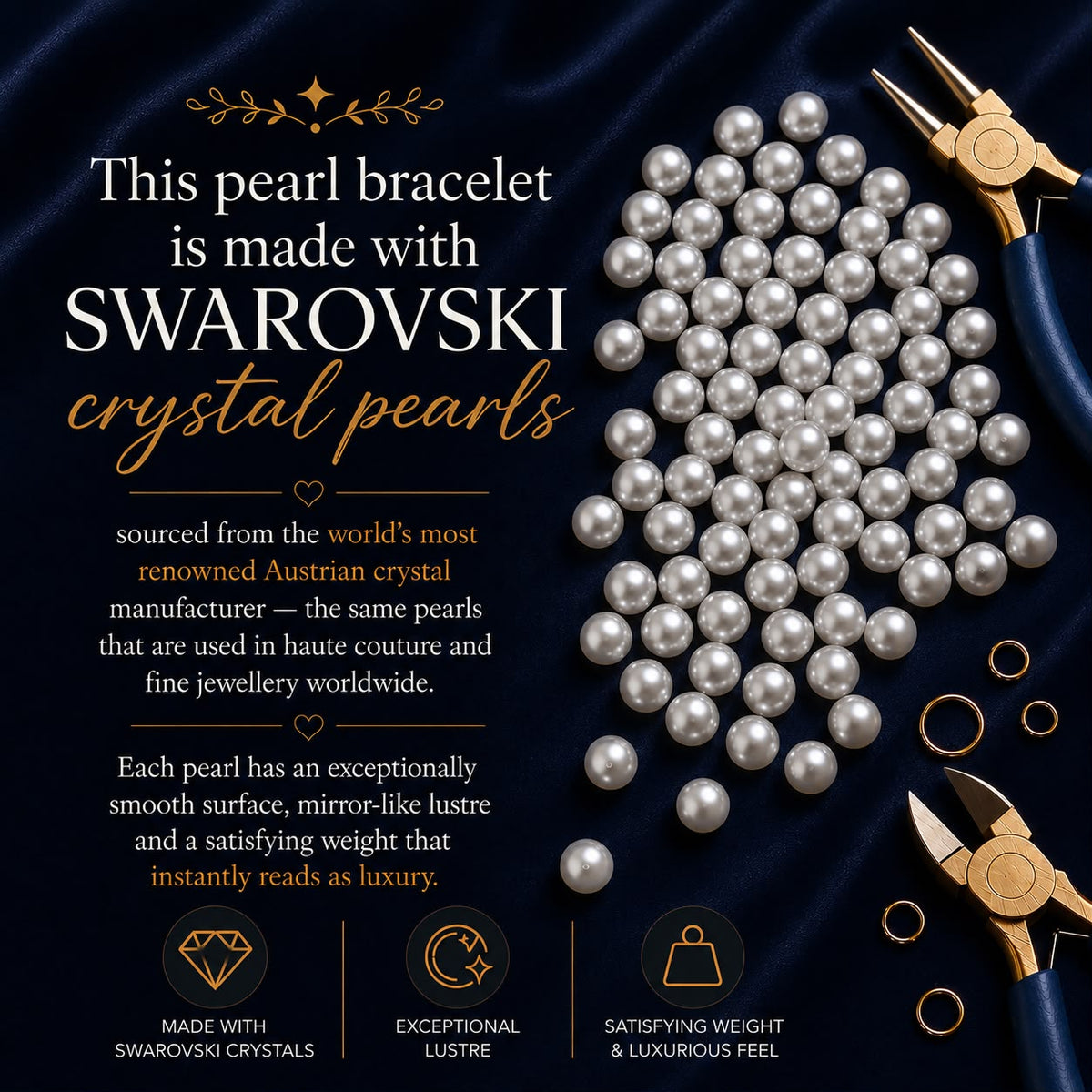 Triple Strand Pearl Bracelet – Stretchy Handmade Elegant Jewelry