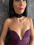 Black Choker Necklace - Shiny Multistrand Collar