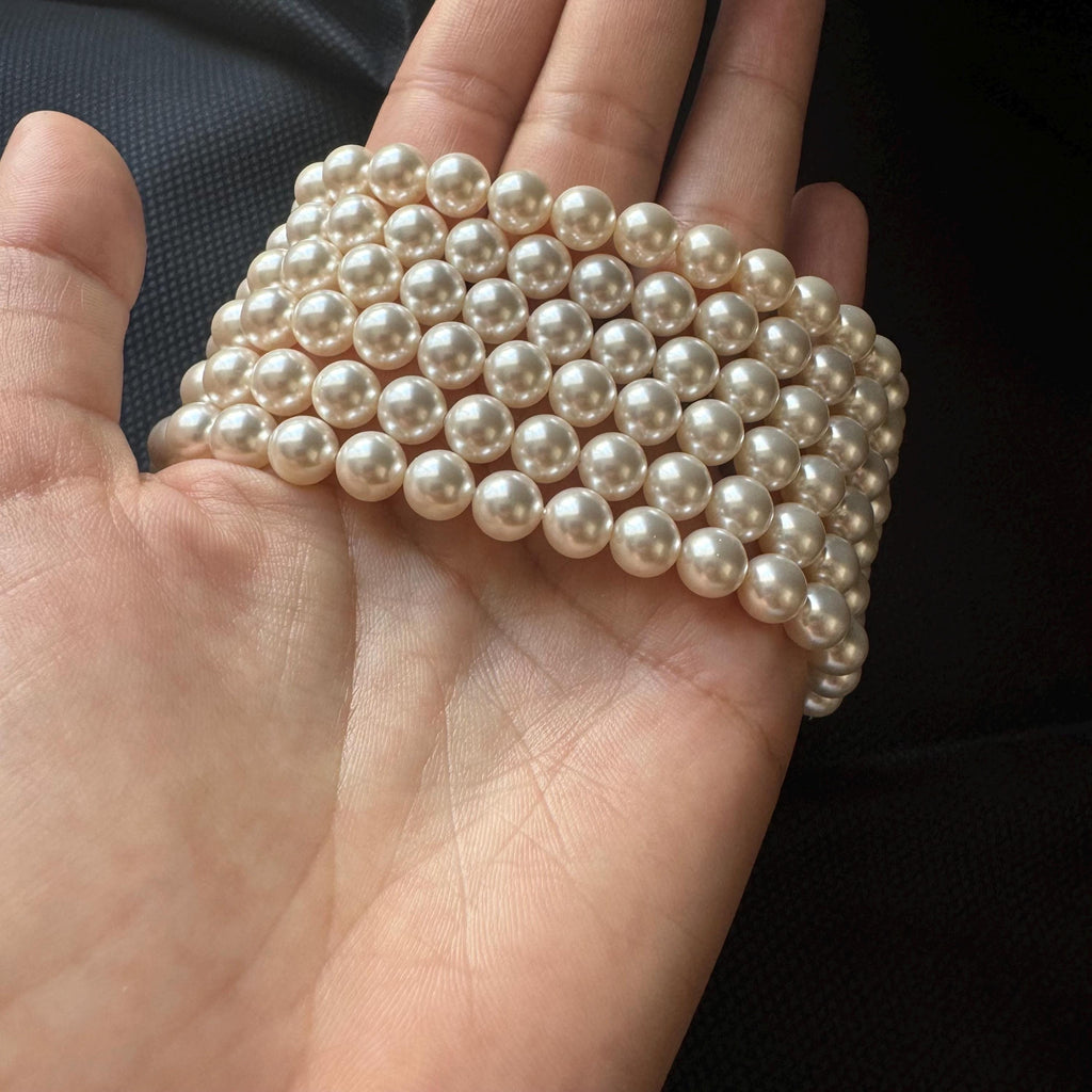 Statement Pearl Necklace Multi Strand Design Wedding Jewelry Collection Elegant Bridal Choker Ivory Crystal Pearls Formal Occasion Accessory Luxury Wedding Day Essential Six Layer Pearl Collar Gold Plated Clasp Sophisticated Style Classic