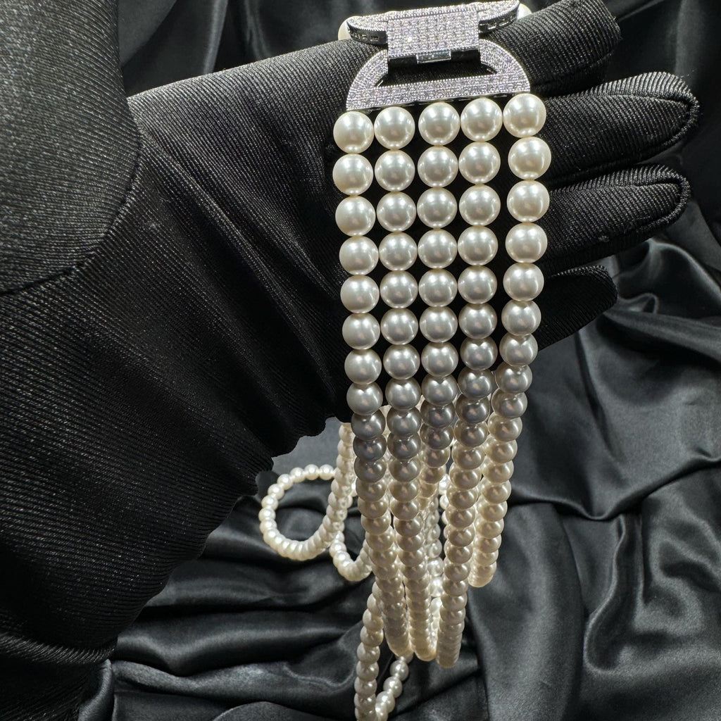 Elegant Pearl Design Cascade Necklace Gift Idea Special Occasion Jewelry Multi Strand Construction Crystal Pearl Elements Beautiful Layered Look Wedding Day Accessory Bridal Jewelry Collection Formal Event Essential Versatile Styling