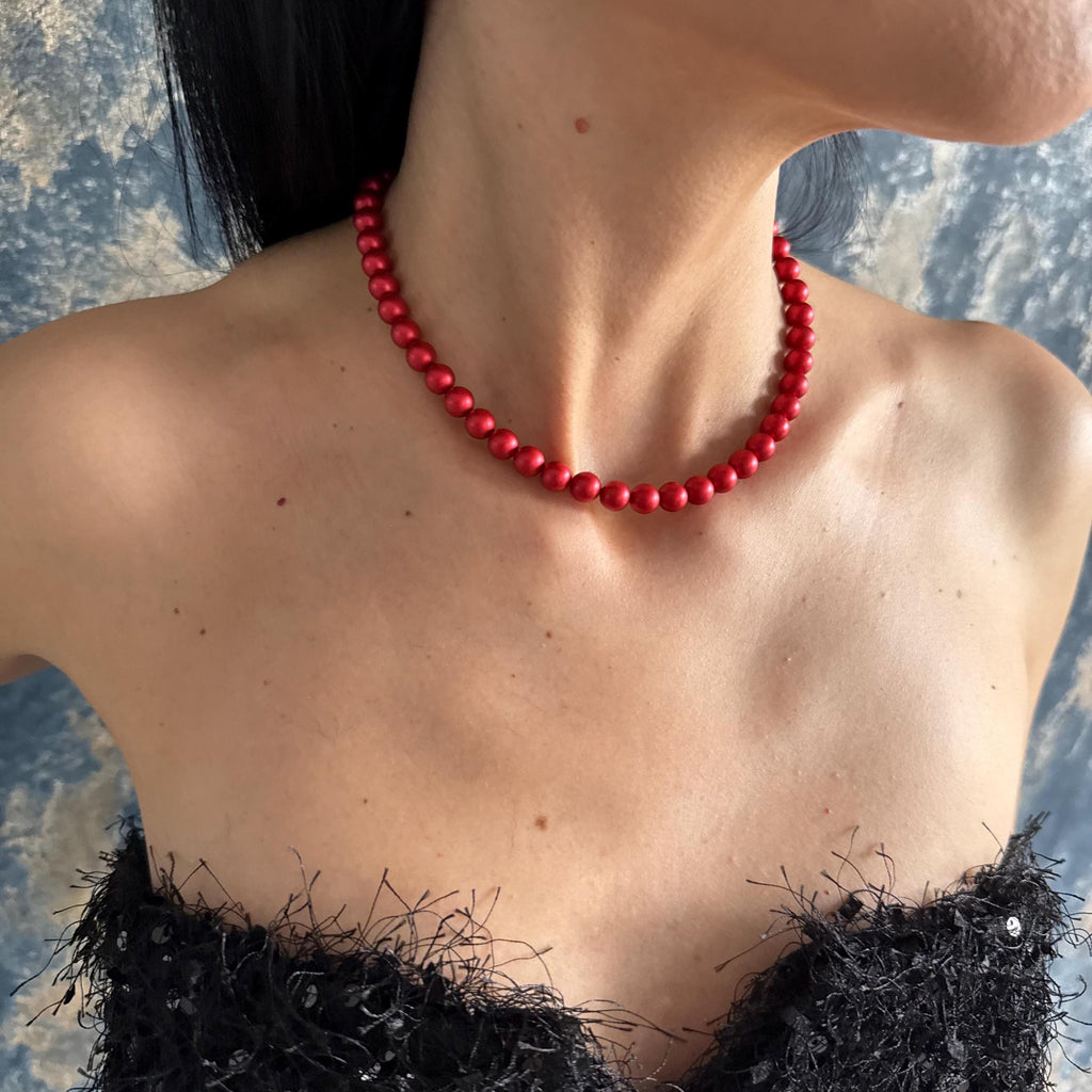 Swarovski pearls choker necklace with matching earrings set