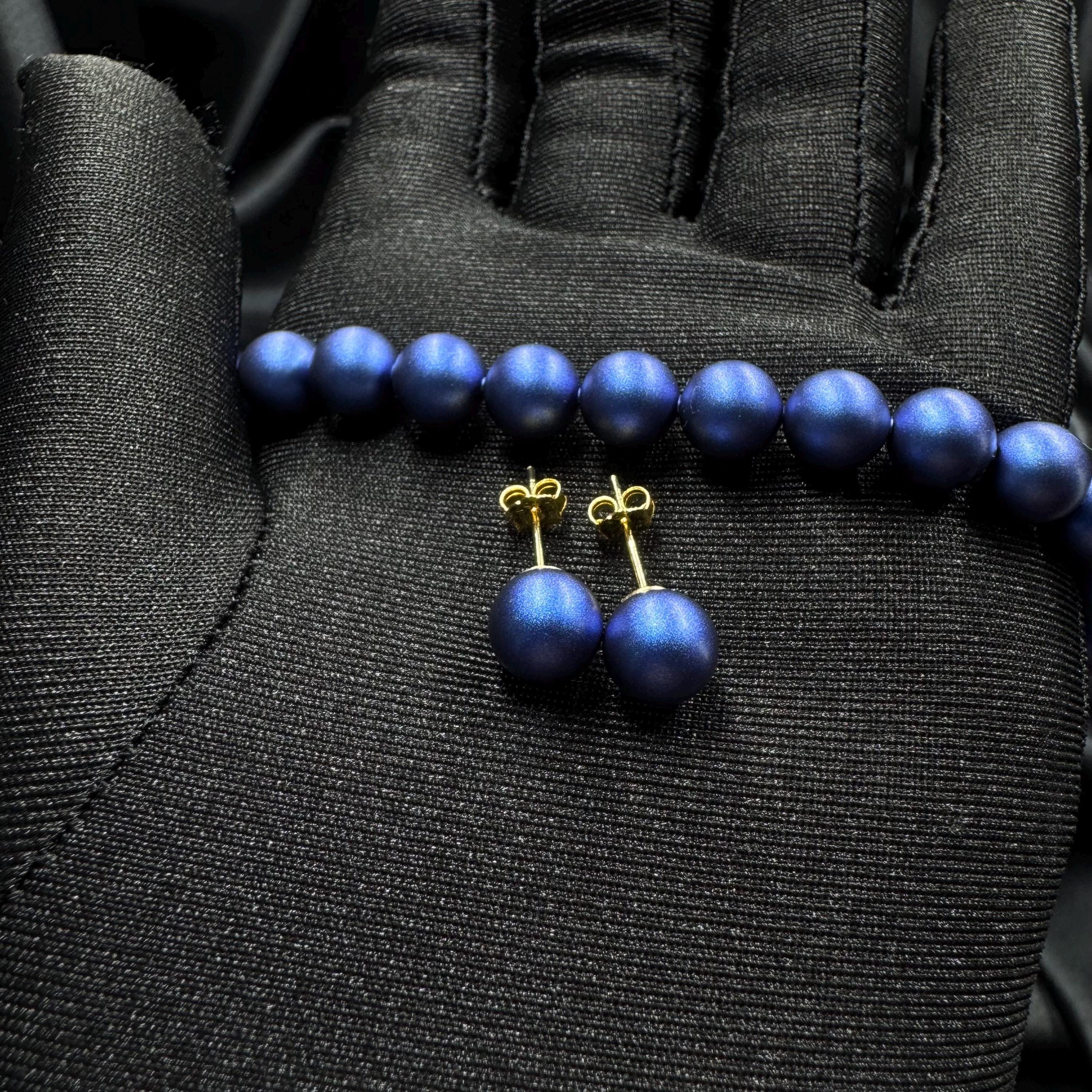 Sterling Silver Jewelry Blue Crystal Pearls Elegant Set Matching Necklace Earrings Combination Adjustable Length Options Customizable Design Formal Occasion Ready Wedding Accessory Collection Bridesmaid Gift Idea Premium Quality Materials