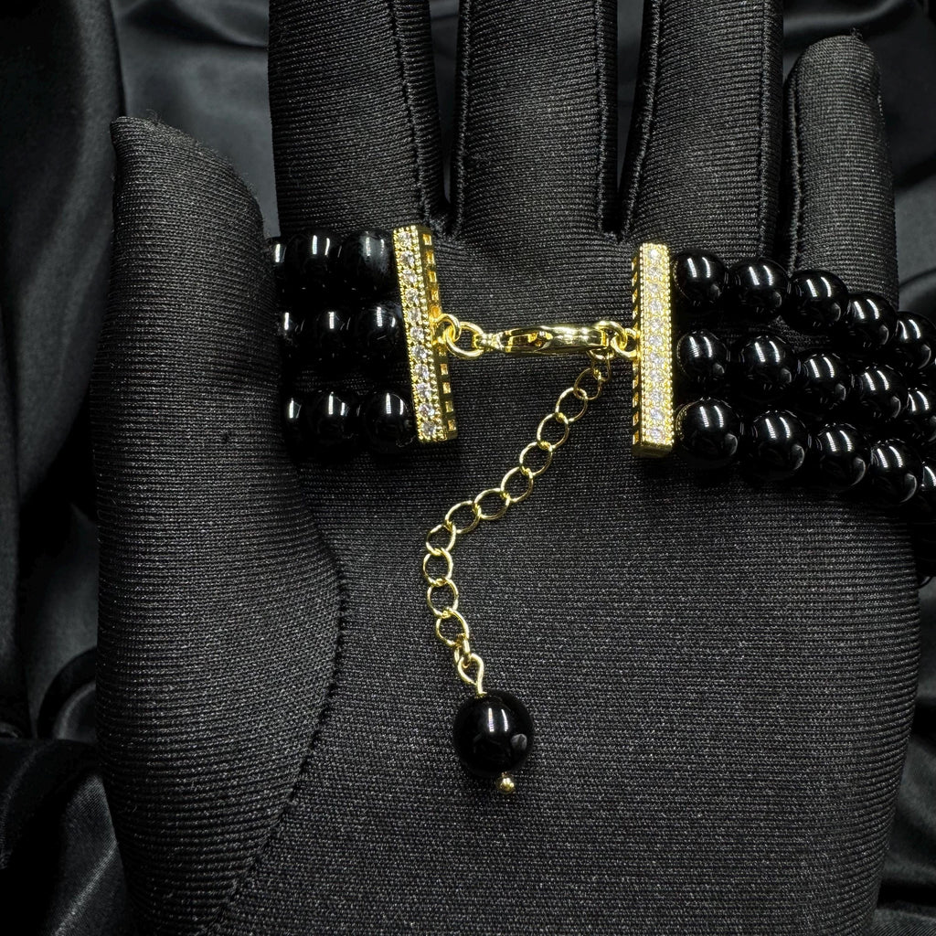 Black Pearl Choker Necklace Gothic Halloween Jewelry Vampire Costume Necklace Dark Elegant Beaded Collar for Women