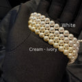 Luxury Pearl Collar Wedding Jewelry Statement Necklace Elegant Crystal Pearls Bridal Choker Design Multi Strand Layered Necklace Formal Event Accessory Swarovski Quality Pearls Gold Plated Details Sophisticated Wedding Day Essential