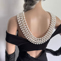 Audrey Hepburn inspired layered  necklace with back drop and beautiful brooch