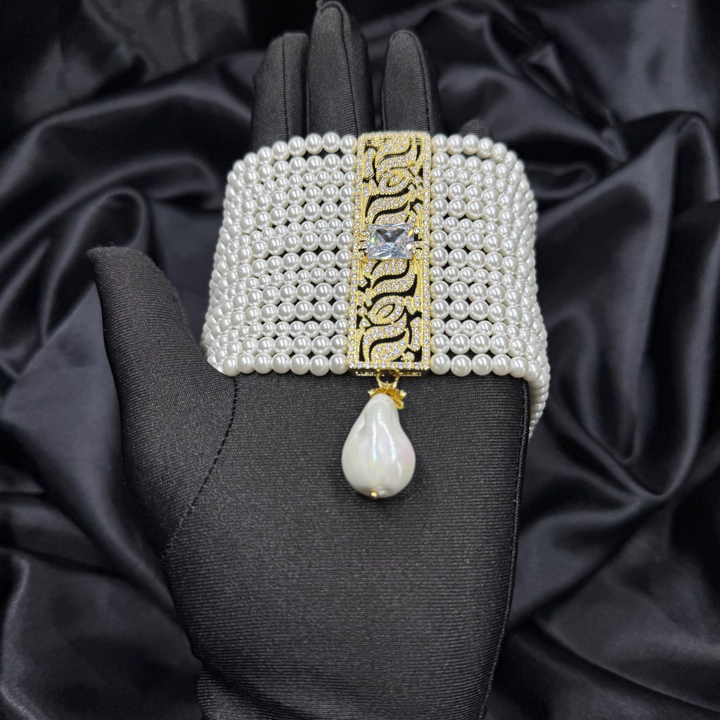Pearl Cuff Wide Bracelet Custom Wedding Wrist Accessory Party Wear Festival Jewelry Statement Arm Decoration Pearl Charm Formal Occasion