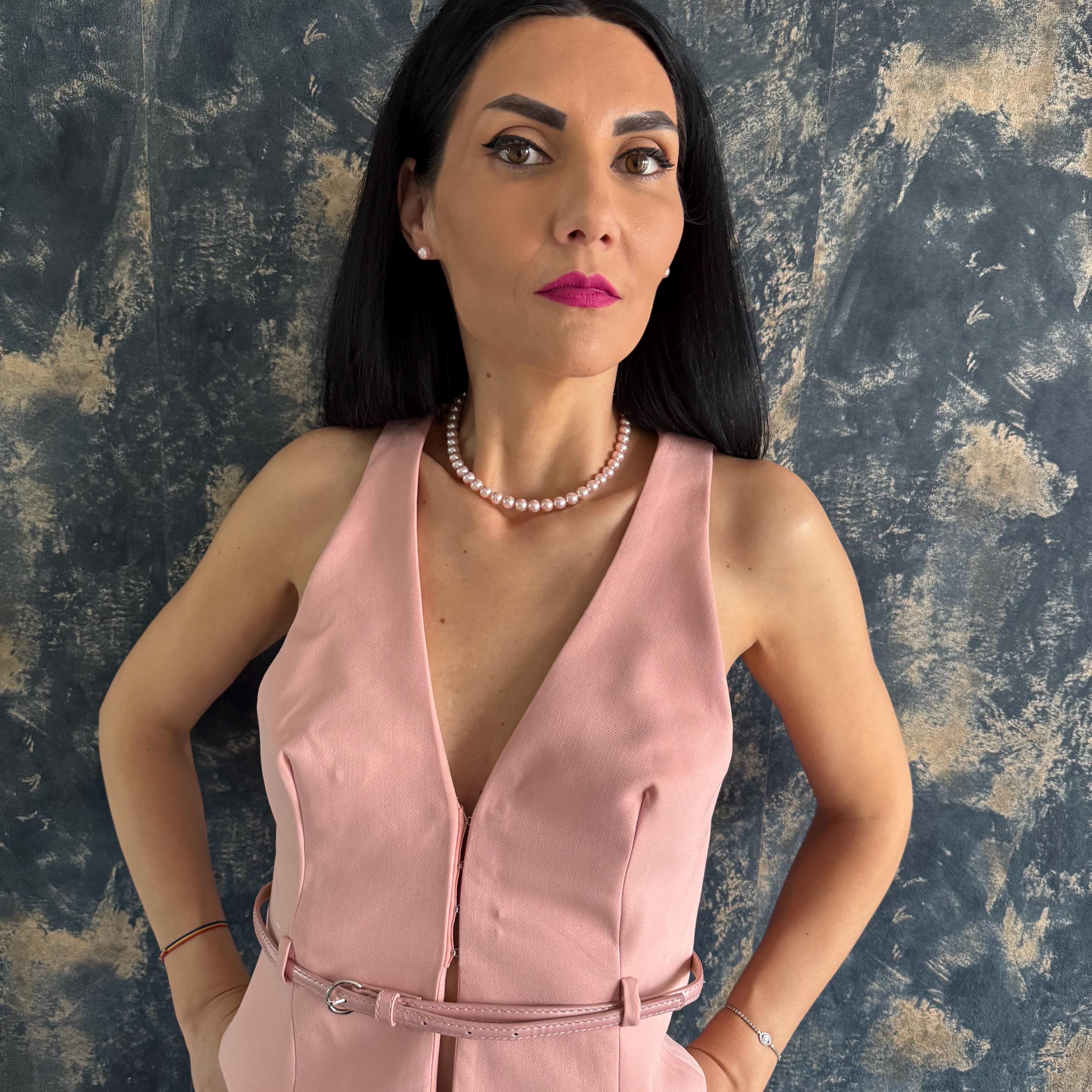 Handmade Pink Pearl Set Crystal Pearl Necklace Earring Collection Elegant Wedding Jewelry Perfect Bridesmaid Gift Beautiful Mother Day Present Special Occasion Accessory Gold Plated Details Sterling Silver Components Classic Choker Design