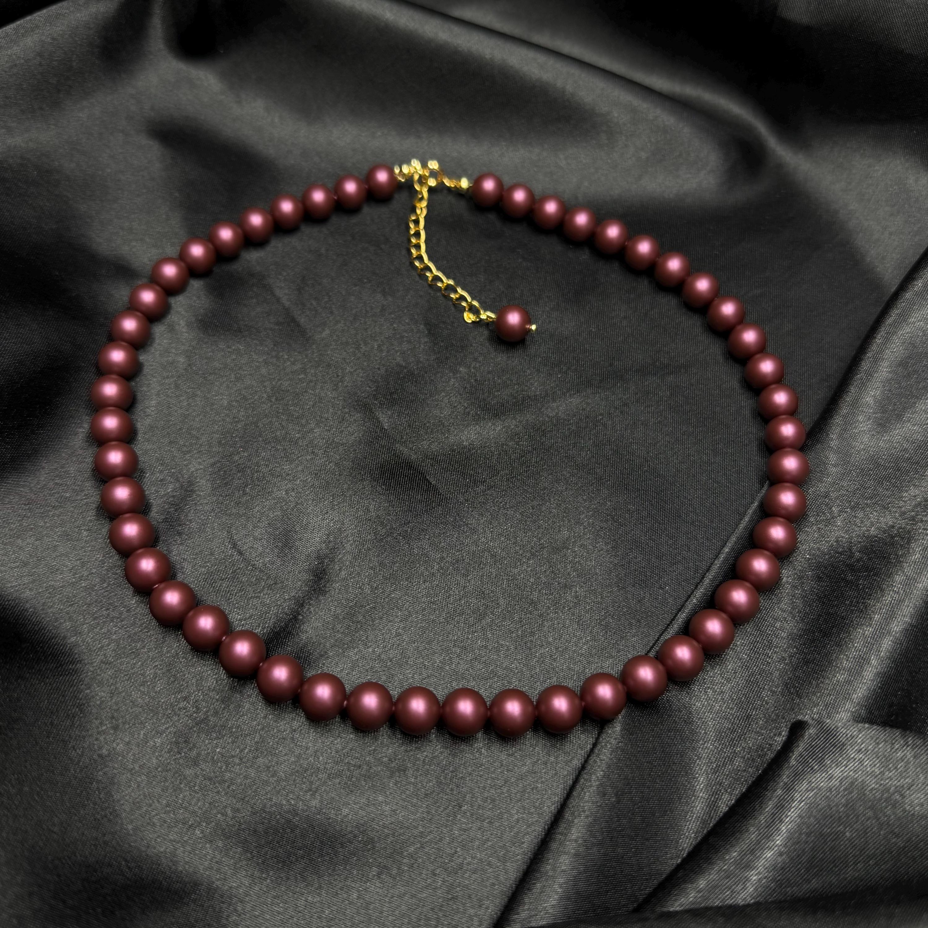 Burgundy Pearl Choker Necklace Classic Statement Wedding Jewelry Bridesmaid Gift Formal Accessory Wine Color Custom Vintage Layered Costume