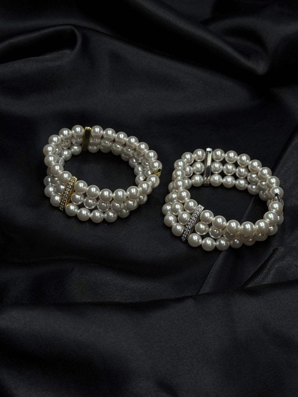 Elegant 3-strand pearl stretch bracelet, custom sized from 5.5 to 9 inches, perfect for bridesmaids, prom, or everyday classic pearl jewelry