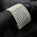 Pearl Bridal Bracelet Wedding Jewelry Statement Piece Elegant Accessory Ten Strand Design Rhinestone Detail Gold Silver Options Luxurious Layered Look Perfect Wedding Day Jewelry Sophisticated Wrist Adornment Formal Occasion Wear Beautiful