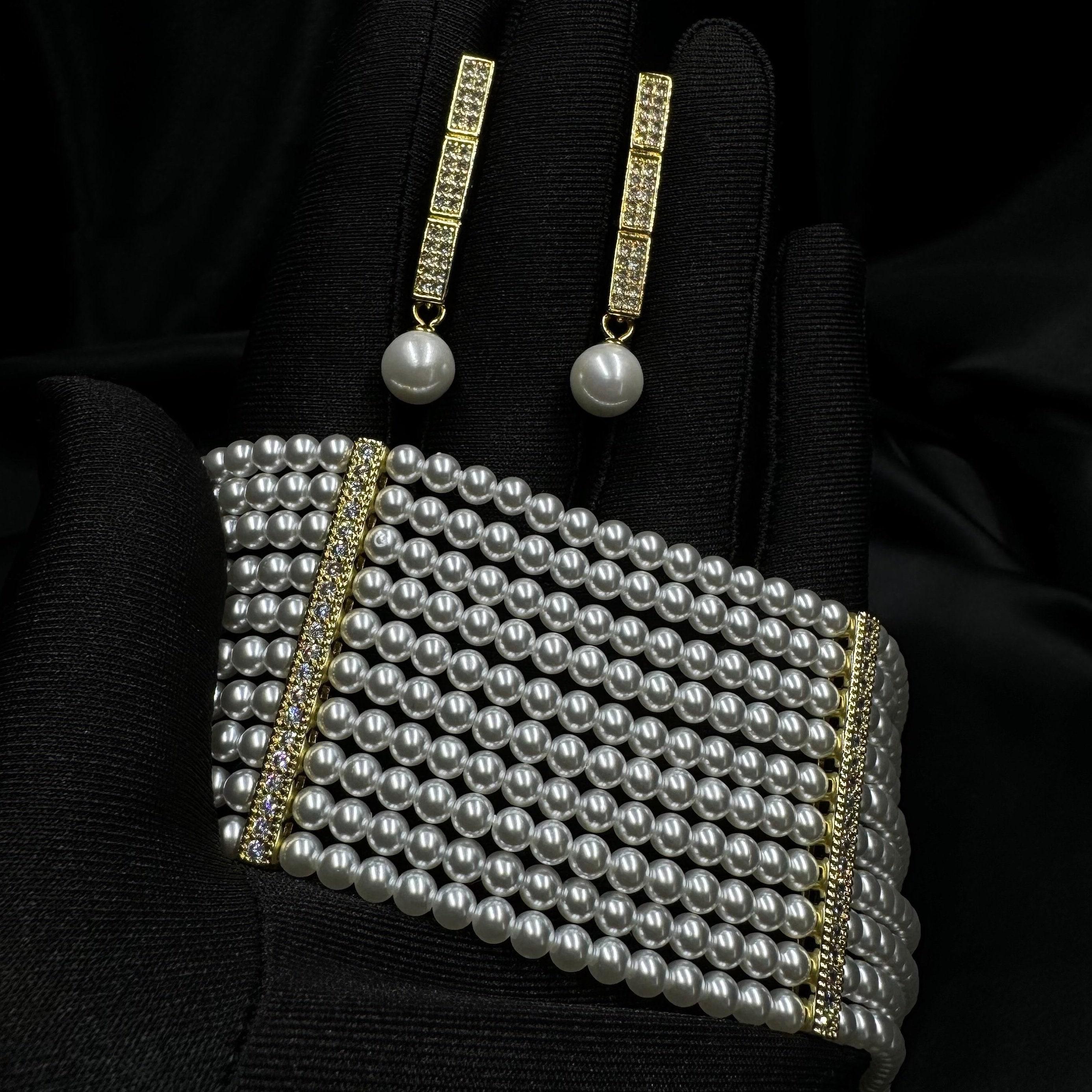 Layered Pearl Bracelet Multi Strand Design Wedding Jewelry Collection Elegant Bridal Accessory Rhinestone Detail Embellishment Gold Silver Hardware Options Luxurious Statement Piece Sophisticated Wrist Adornment Perfect Wedding Day Look