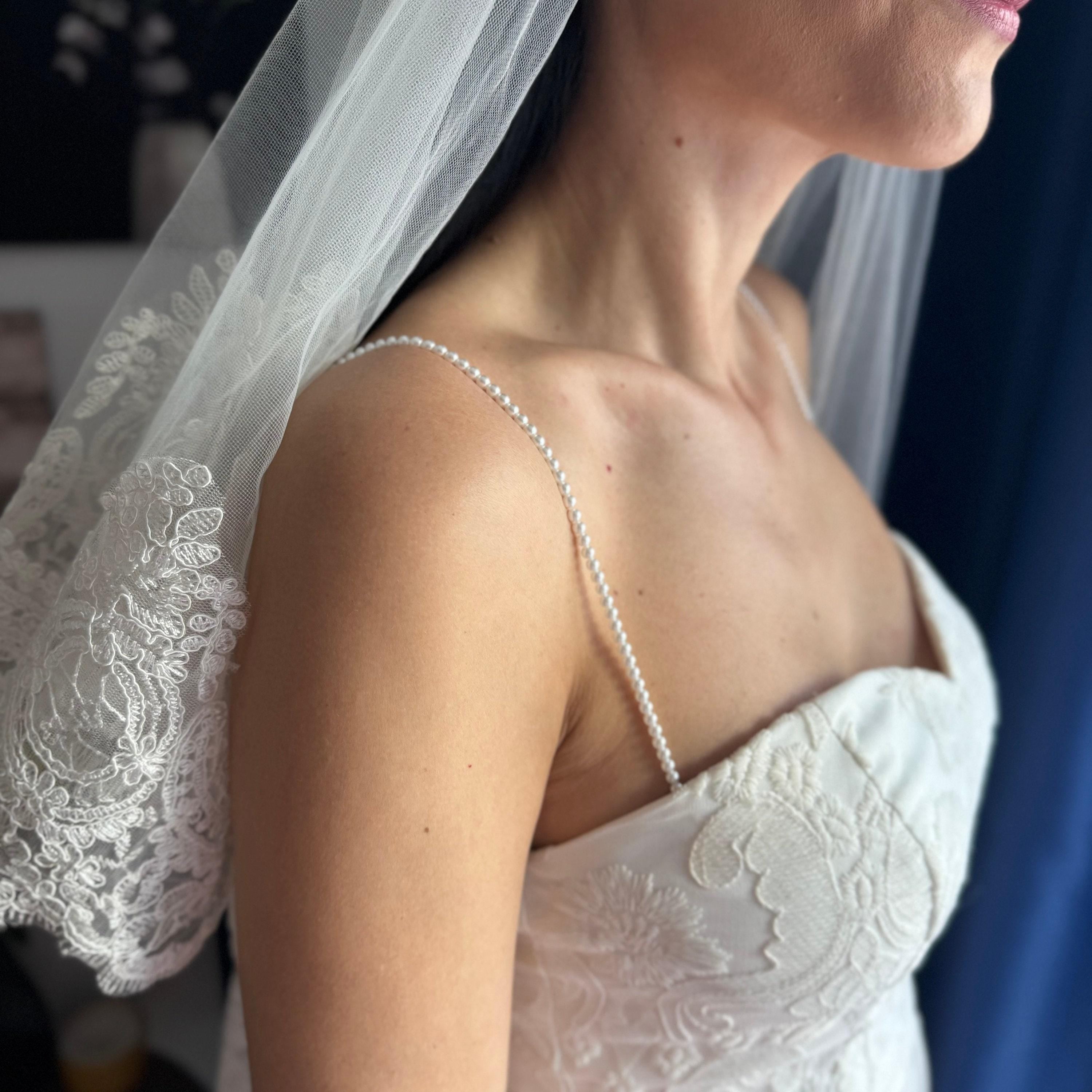 Pearl Shoulder Jewelry Removable Wedding Dress Straps Bridal Epaulette Accessory White Pearl Attachment Design Premium Quality Construction Perfect Wedding Day Ceremony Reception Styling Elegant Shoulder Enhancement Bridesmaid Gift