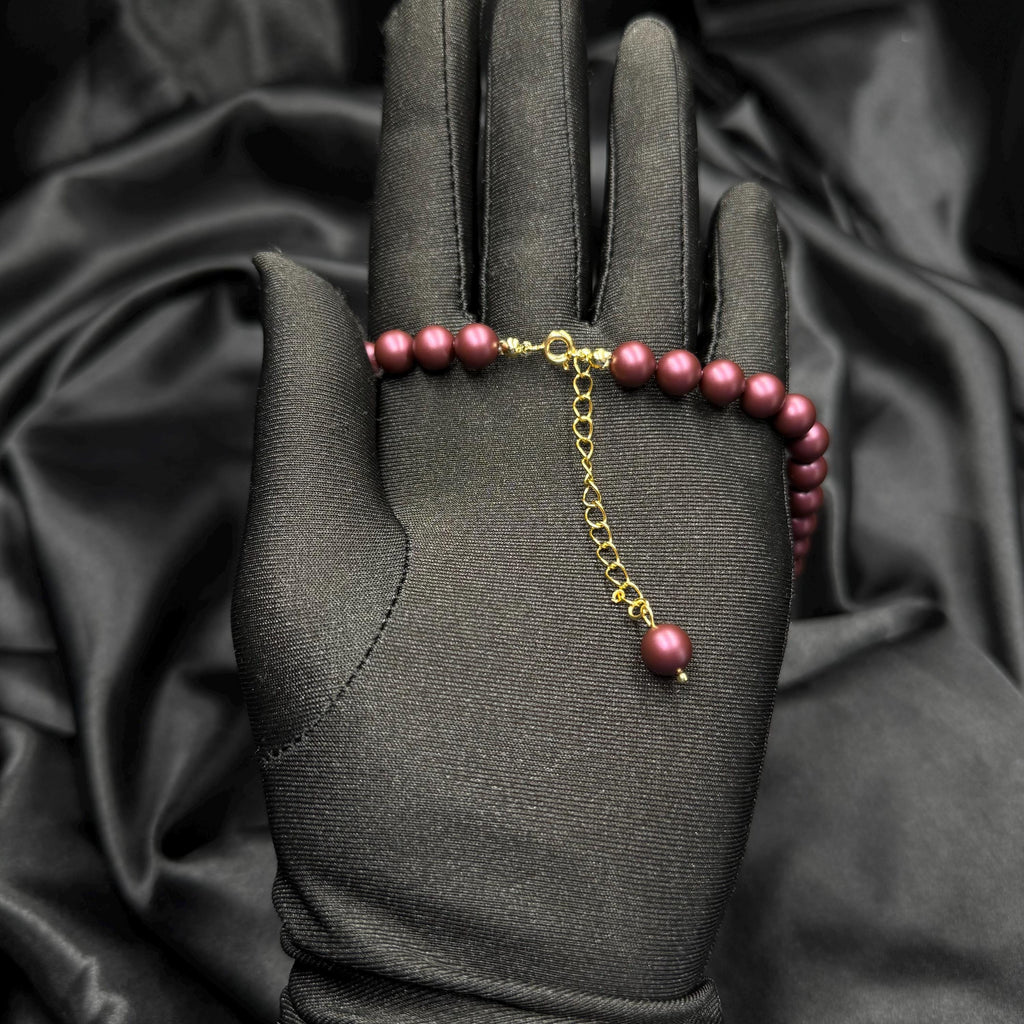 Burgundy Pearl Choker Necklace Classic Statement Wedding Jewelry Bridesmaid Gift Formal Accessory Wine Color Custom Vintage Layered Costume