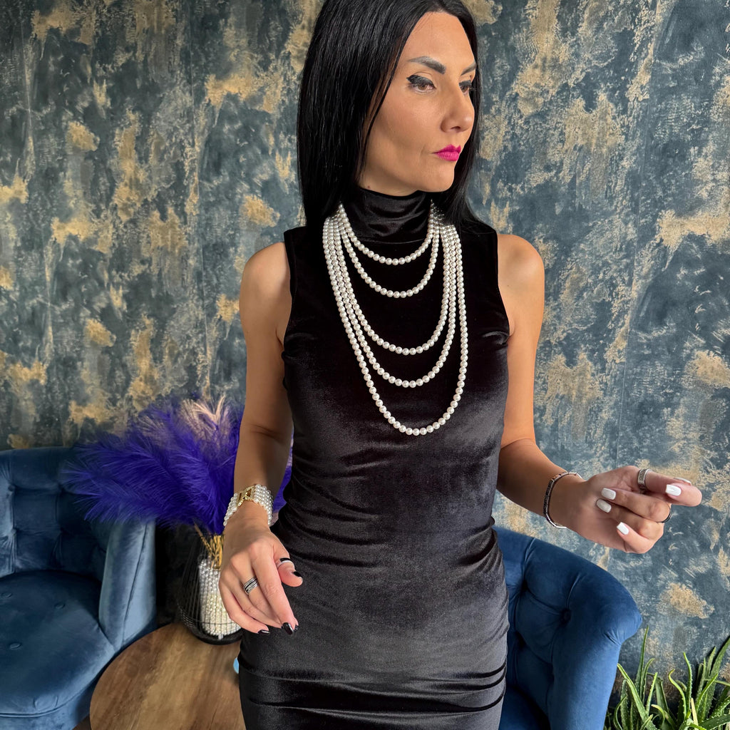 Cascade Long Pearl Necklace - Layered Vintage Style Jewellery