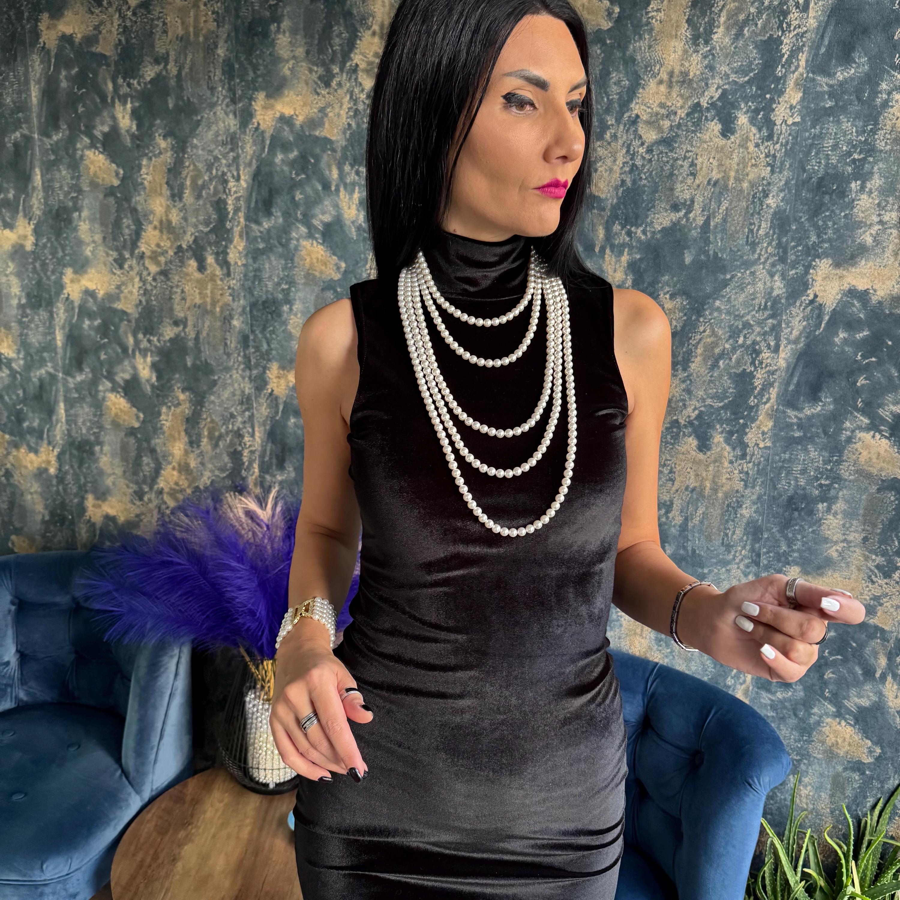 Cascade Long Pearl Necklace - Layered Vintage Style Jewellery