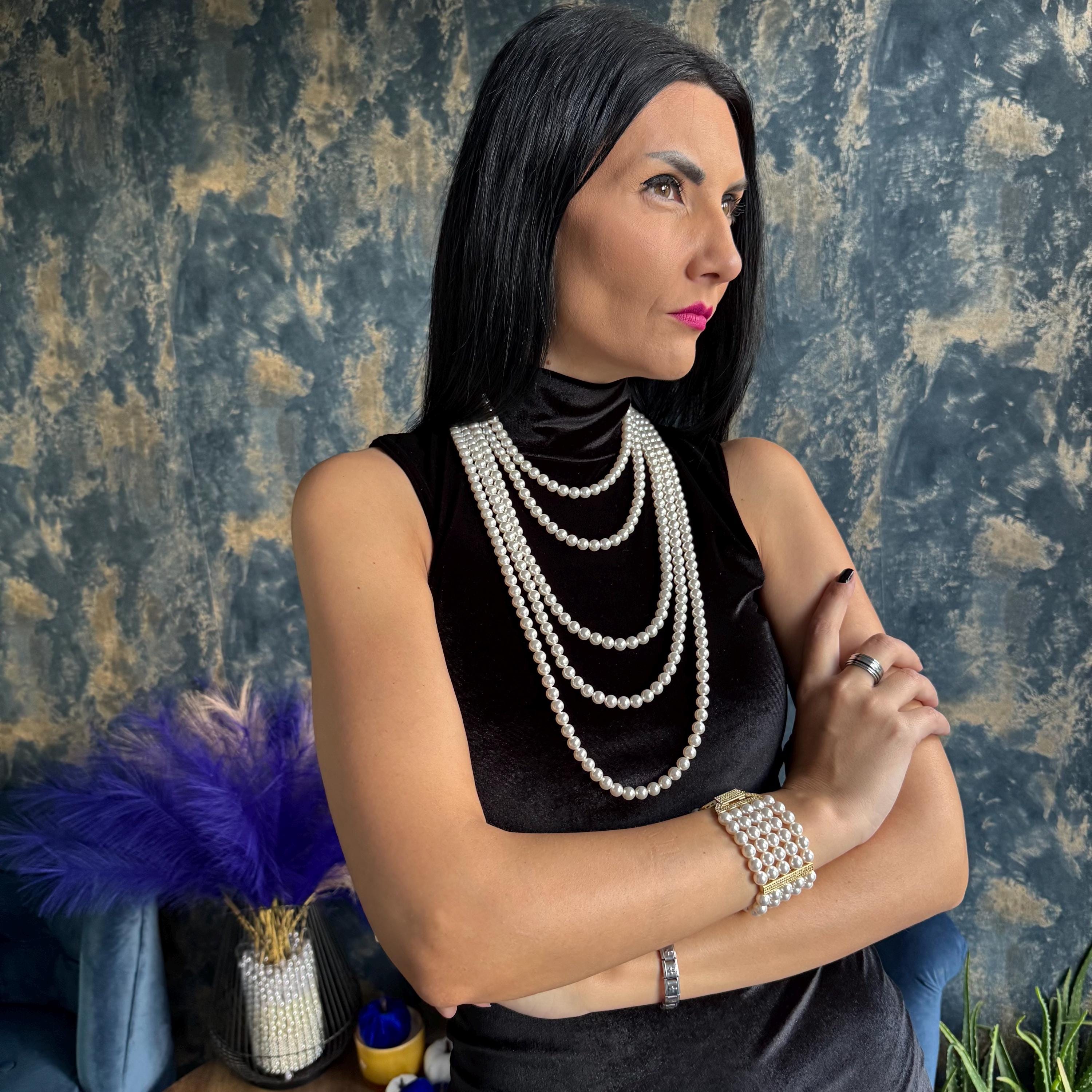 Cascade Long Pearl Necklace - Layered Vintage Style Jewellery