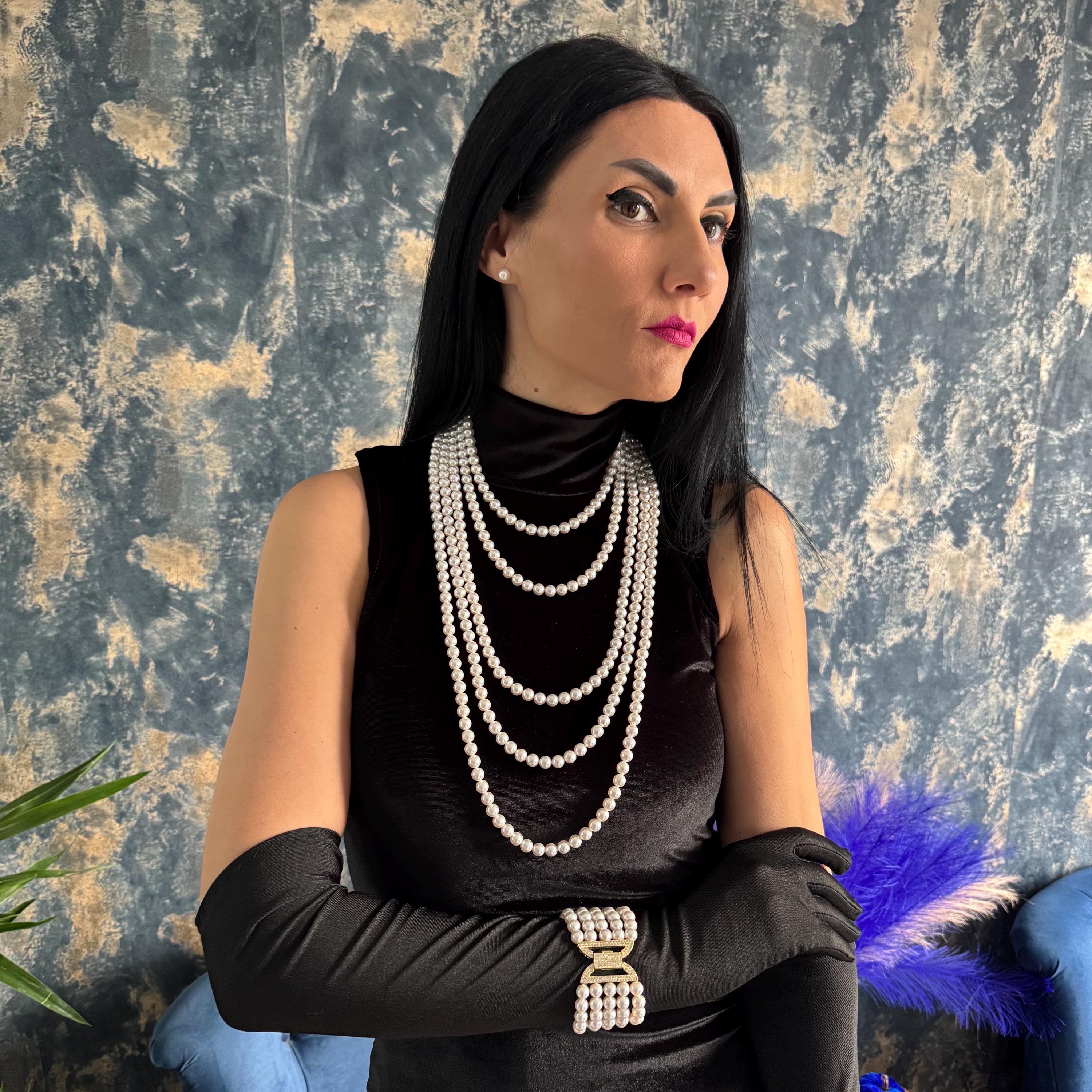 Cascade Long Pearl Necklace - Layered Vintage Style Jewellery