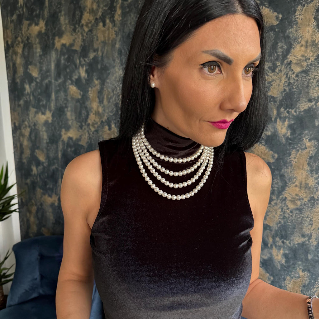Multilayer Pearl Necklace Crystal Cascade Classic Wedding Accessory Bridal Jewelry Elegant Piece Costume Jewellery Formal Evening Party 1920