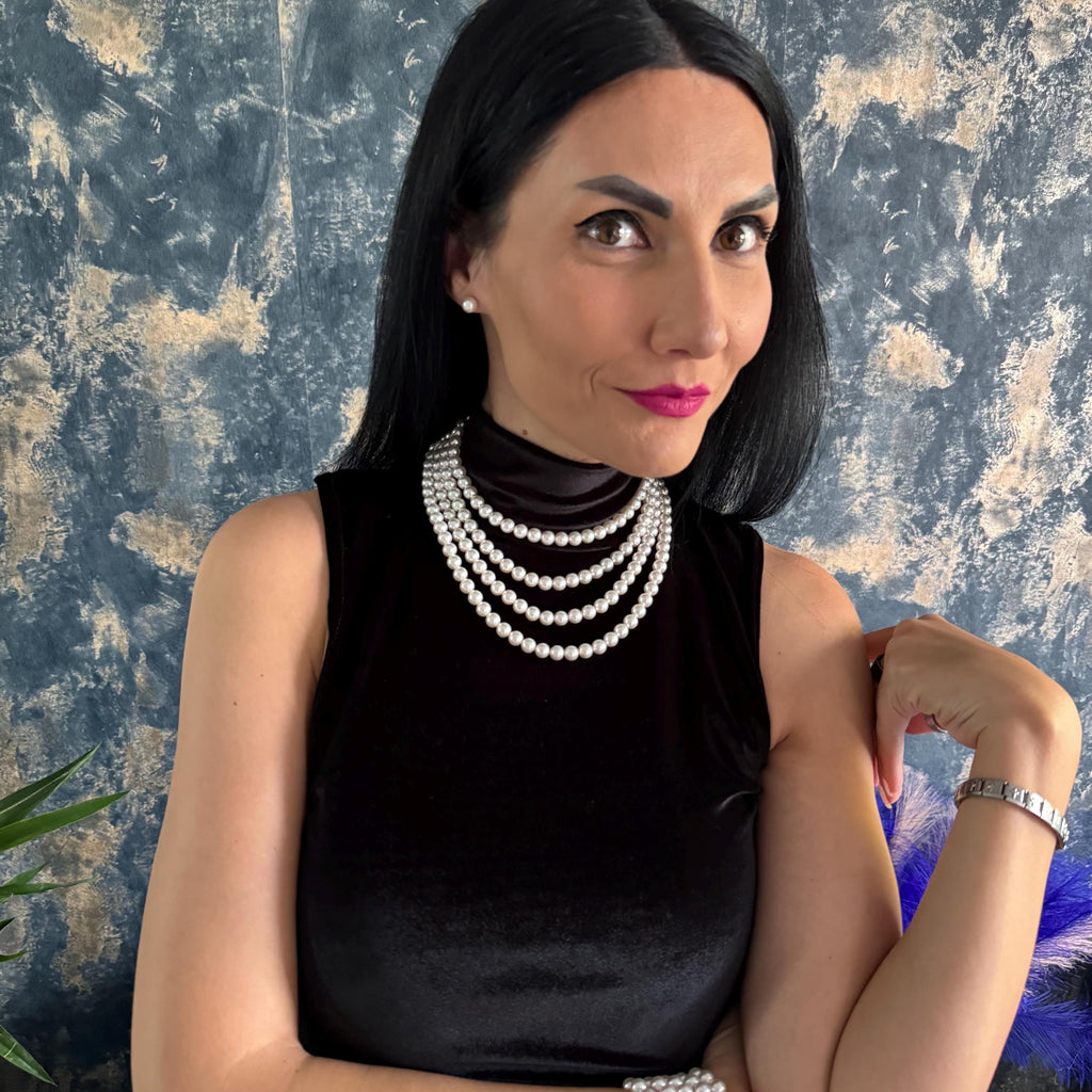 Multilayer Pearl Necklace Crystal Cascade Classic Wedding Accessory Bridal Jewelry Elegant Piece Costume Jewellery Formal Evening Party 1920