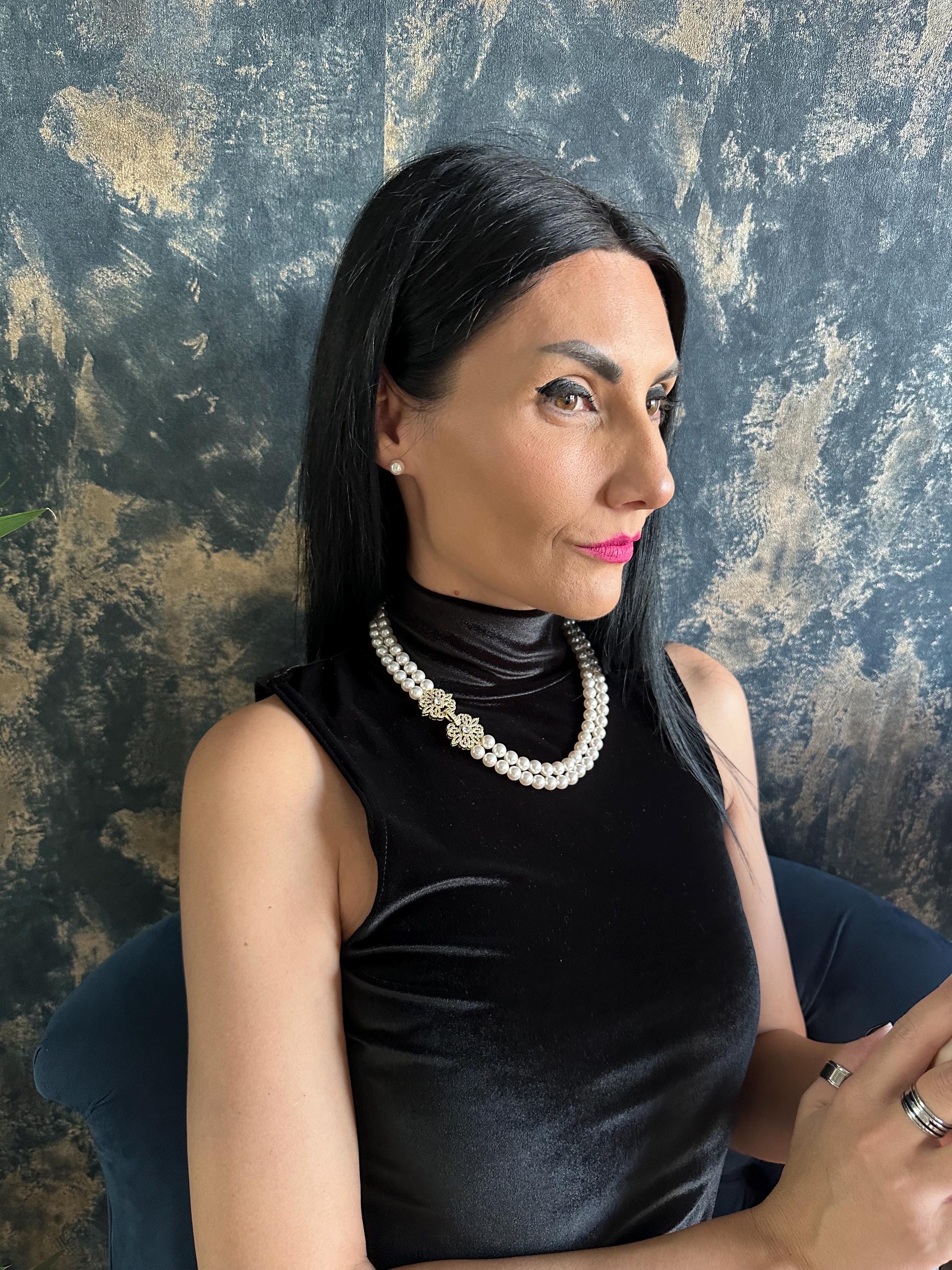 Classic Pearl Necklace Formal Wear Special Occasion Elegant Jewelry Double Strand White Pearl Custom Length Adjustable Option Decorative