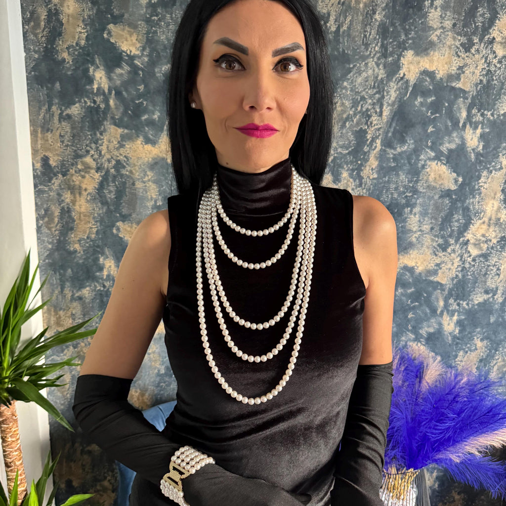 Cascade Long Pearl Necklace - Layered Vintage Style Jewellery