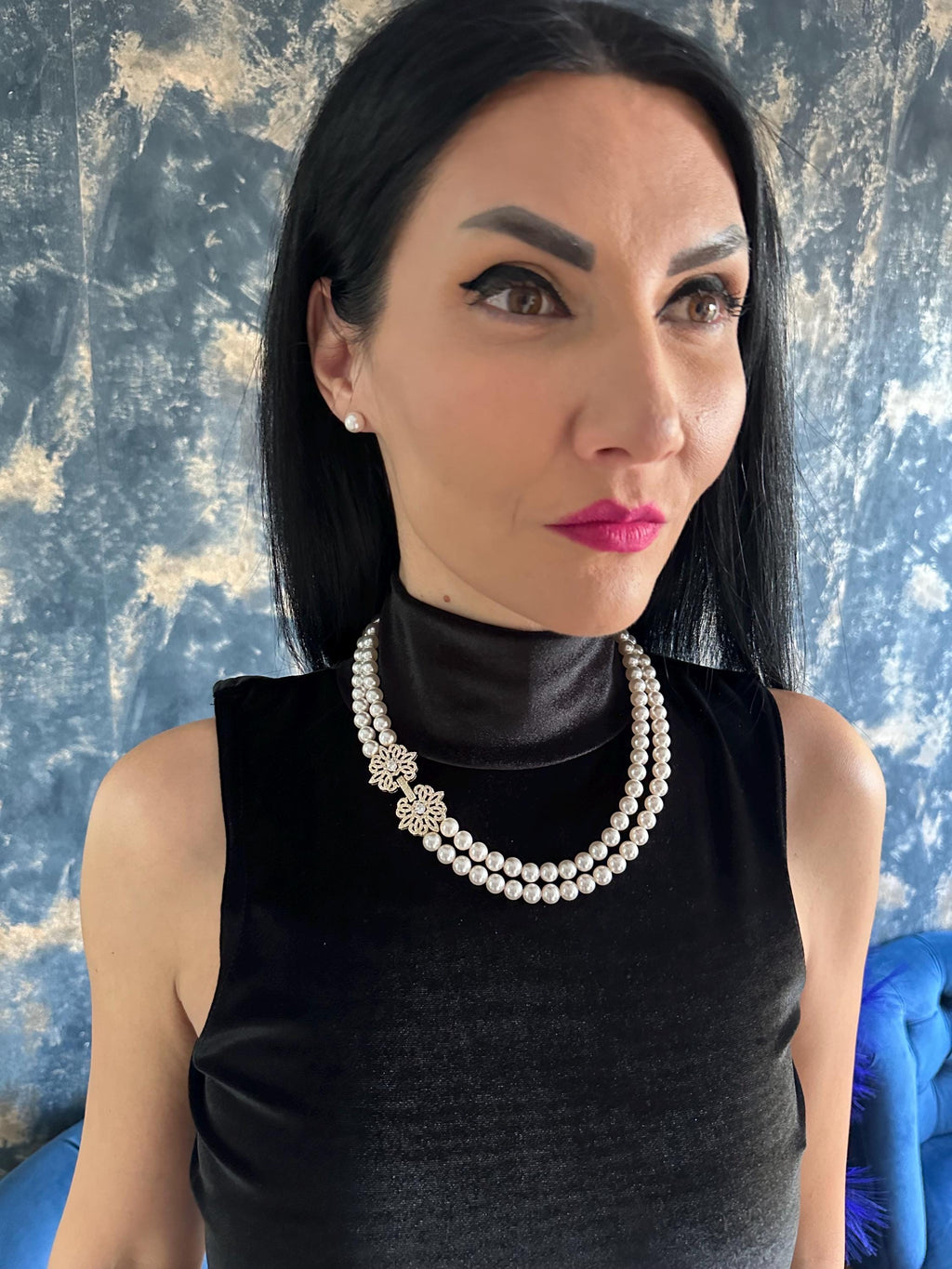 Classic Pearl Necklace Formal Wear Special Occasion Elegant Jewelry Double Strand White Pearl Custom Length Adjustable Option Decorative