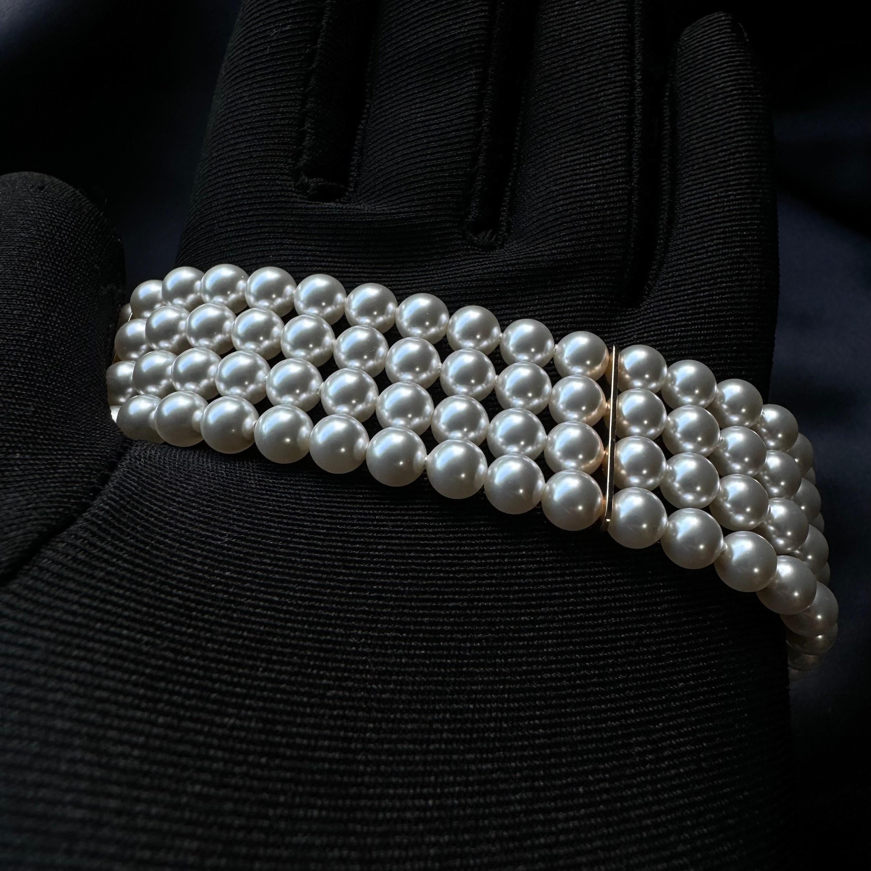 Layered Pearl Bracelet Vintage Style Wedding Accessory Bride Crystal Jewelry Statement Piece Multi Layer Elegant Design Bridal Wrist Costume