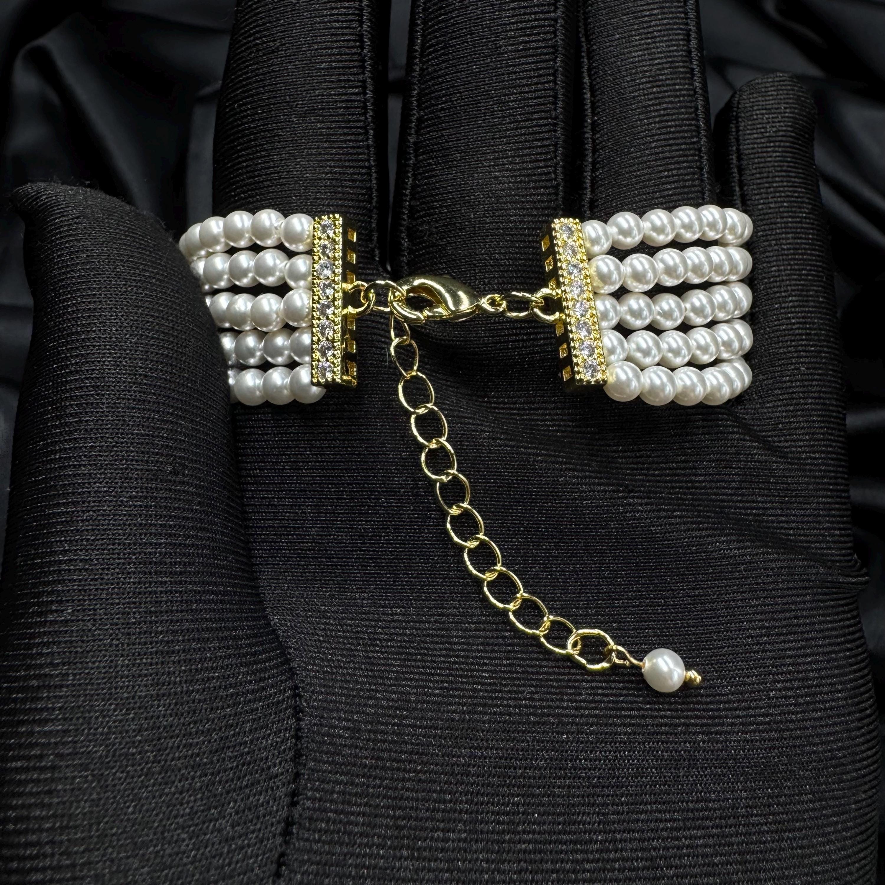 Bridal Pearl Choker Necklace Wedding Jewelry Elegant White Multi Strand Layered Minimalist Design Dainty Accessory Formal Event Neck Piece