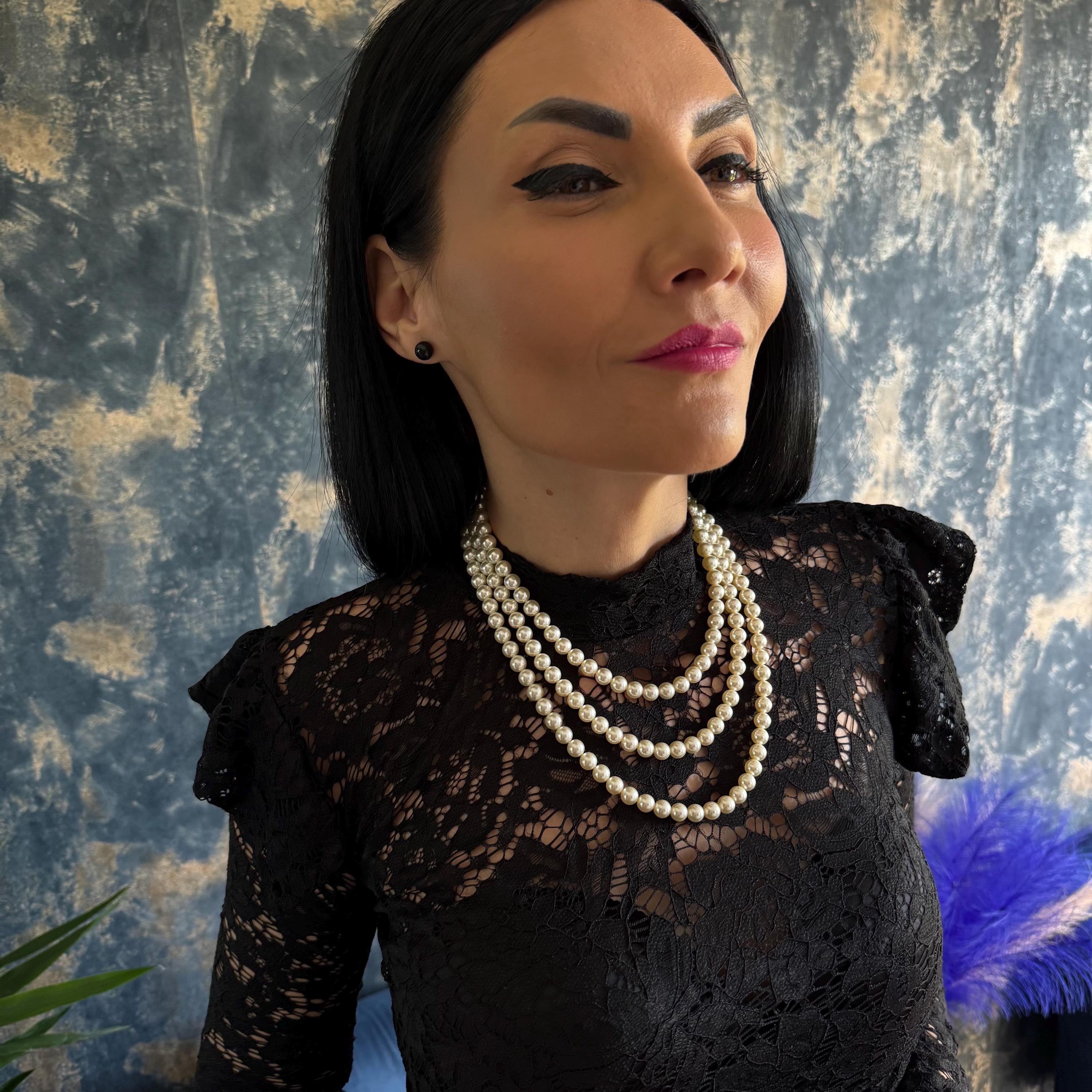 Multi Layer Necklace Crystal Pearl Design Cascade Arrangement Elegant Wedding Jewelry Bridal Accessory Statement Piece Formal Event Essential Gold Clasp Detail Classic Style Beautiful Craftsmanship Premium Quality Materials Timeless Fashion