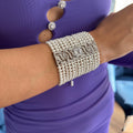 Layered Wide Pearl Cuff Bracelet for Wedding Baroque Statement Bridal Jewelry Vintage Victorian Wite Pearl Bracelet Gift Multi Strand Cuff