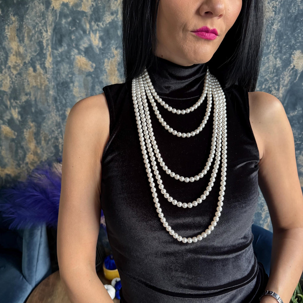 Cascade Long Pearl Necklace - Layered Vintage Style Jewellery