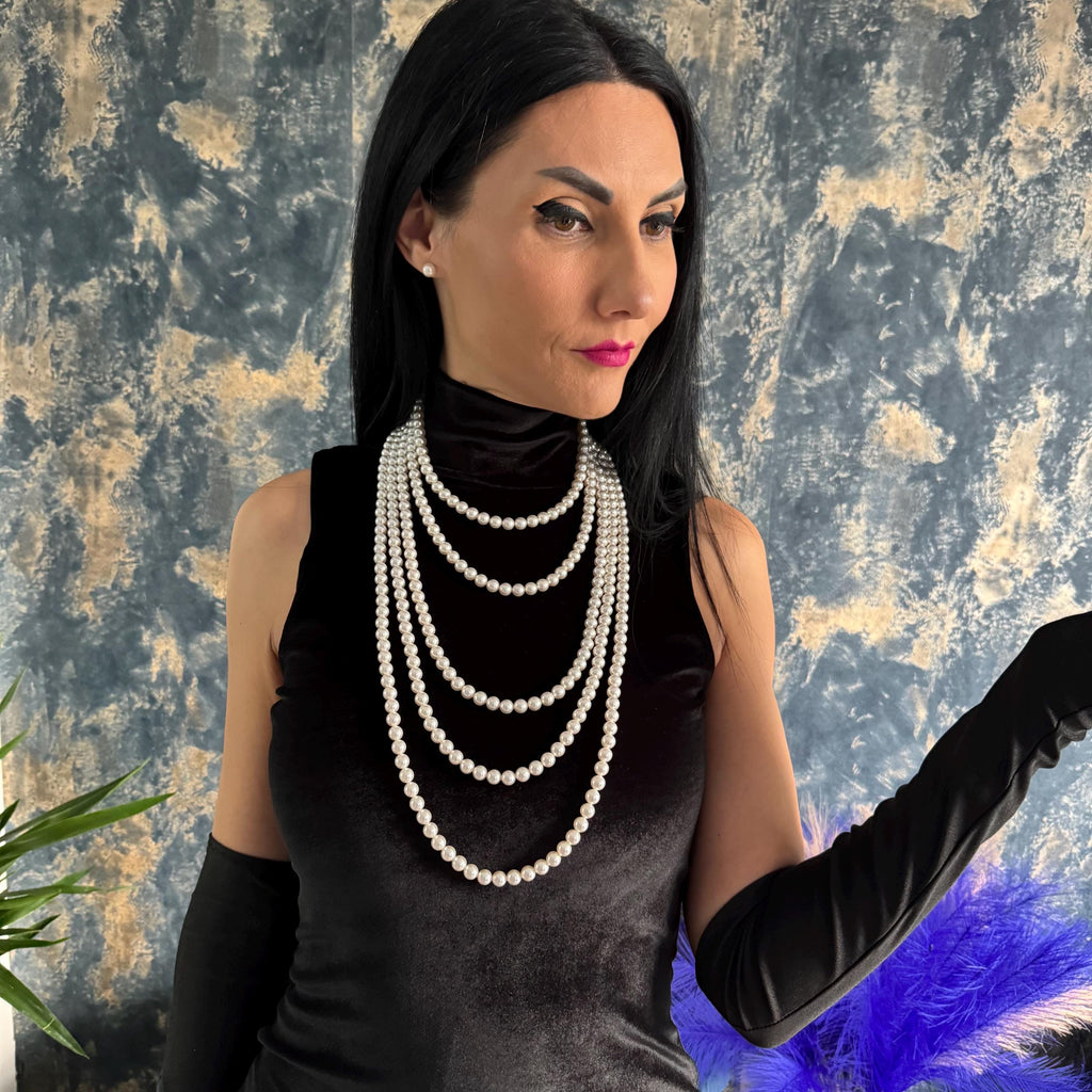 Cascade Long Pearl Necklace - Layered Vintage Style Jewellery