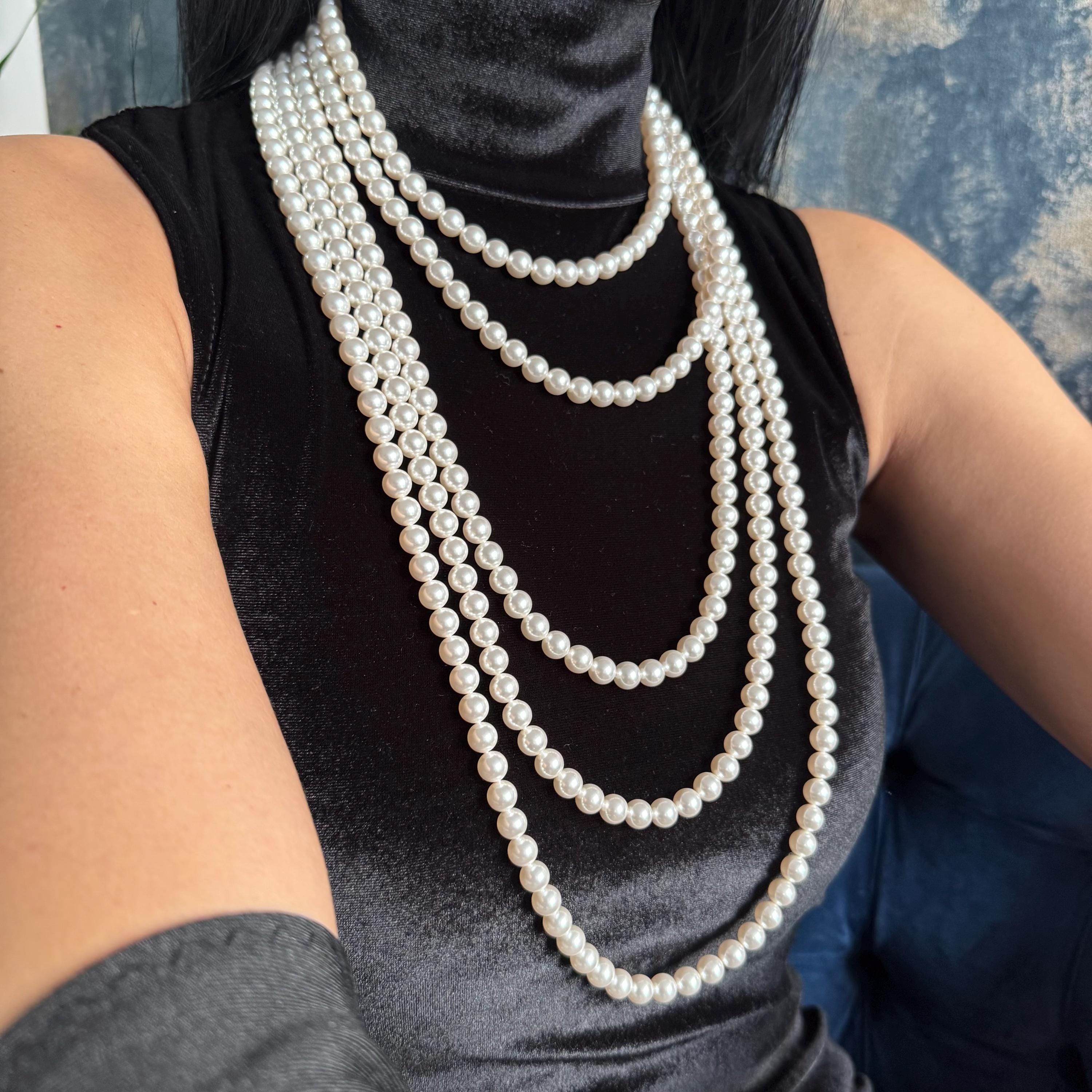 Cascade Long Pearl Necklace - Layered Vintage Style Jewellery