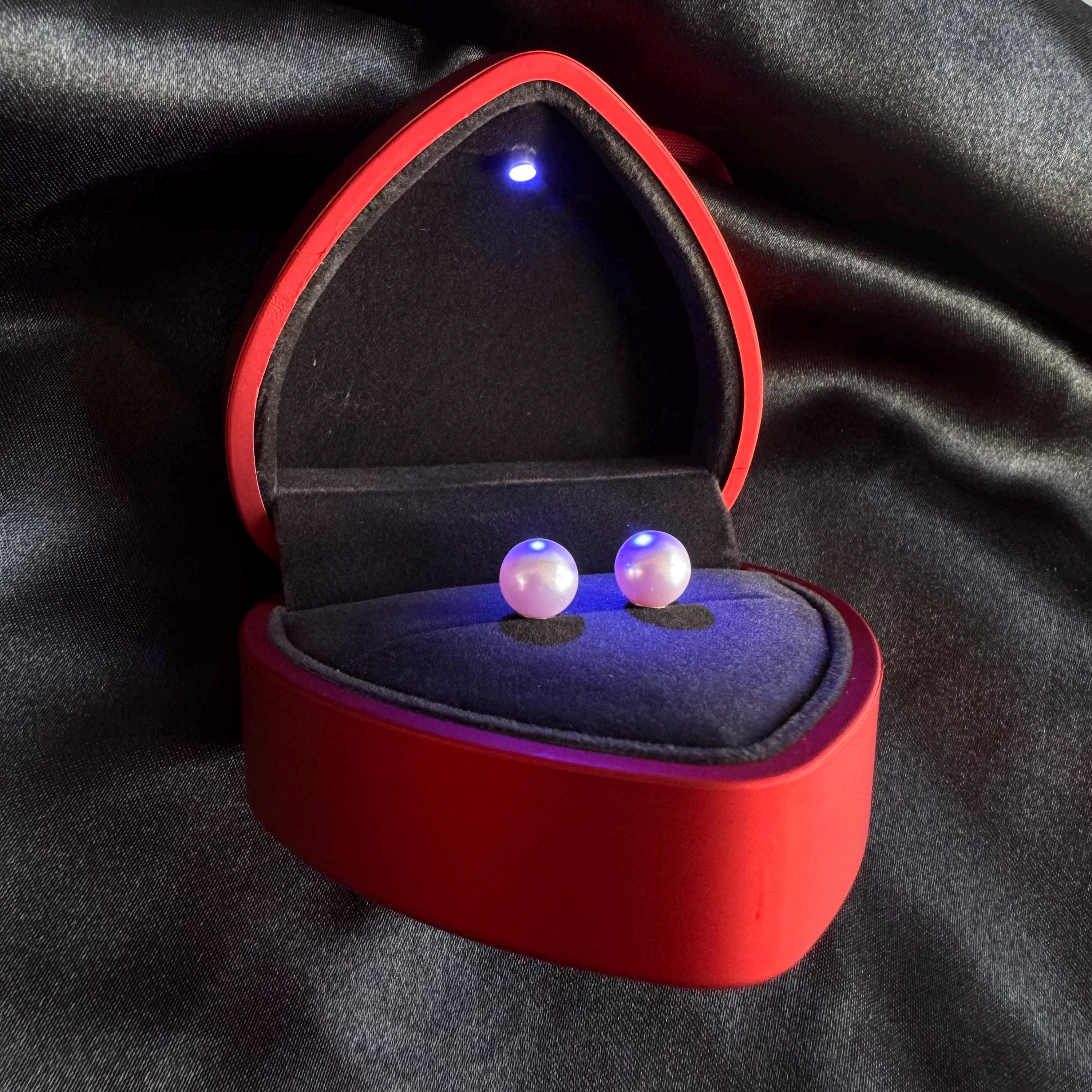 Elegant Pink Pearls Sterling Silver Earrings Beautiful Jewelry Gift Wedding Accessory Bridesmaid Present Special Occasion Studs Crystal Design Feminine Style Classic Look Everyday Wear Valentine Day Gift Her Birthday Present Red Heart Box