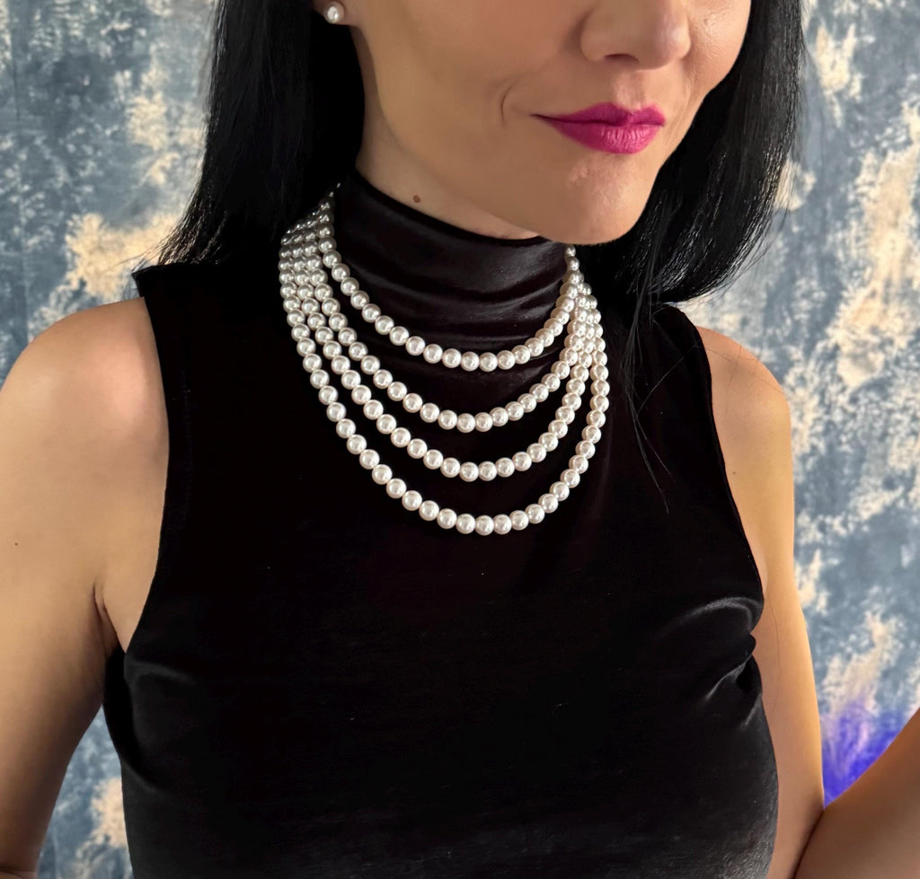 Multilayer Pearl Necklace Crystal Cascade Classic Wedding Accessory Bridal Jewelry Elegant Piece Costume Jewellery Formal Evening Party 1920