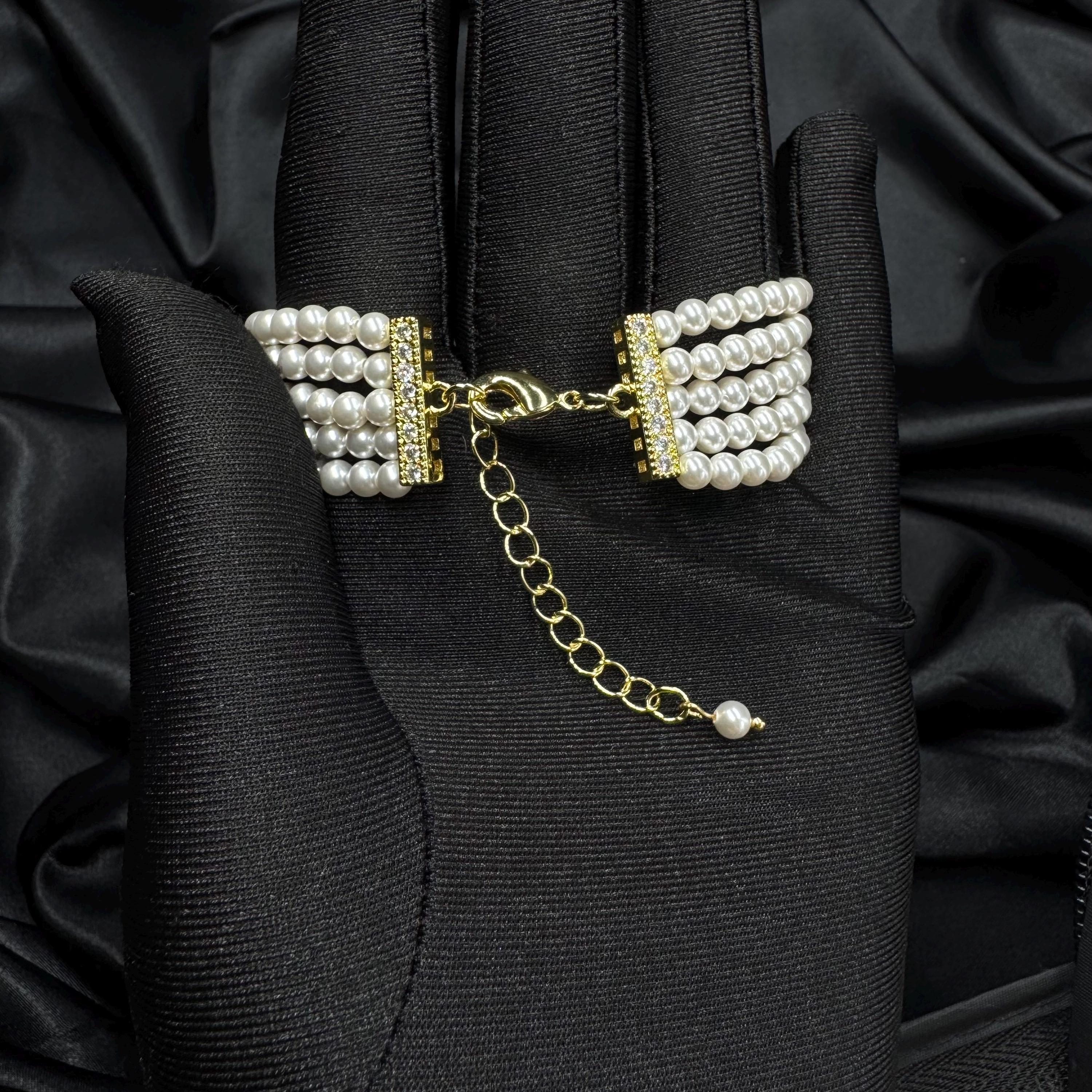 Pearl Wedding Bracelet Bride Accessory White Layered Design Elegant Cuff Bridal Jewelry Handmade Piece Dainty Wristlet Formal Event Crystal