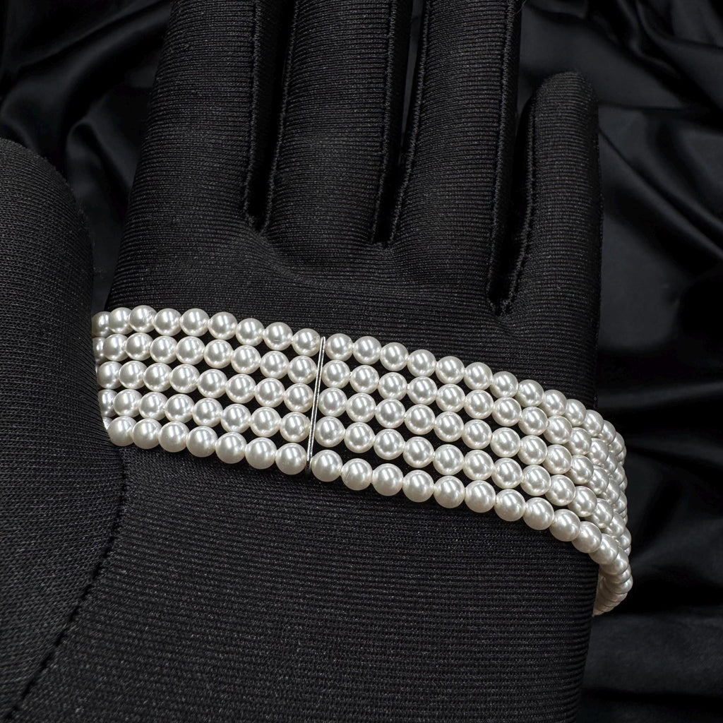 Bridal Pearl Choker Necklace Wedding Jewelry Elegant White Multi Strand Layered Minimalist Design Dainty Accessory Formal Event Neck Piece
