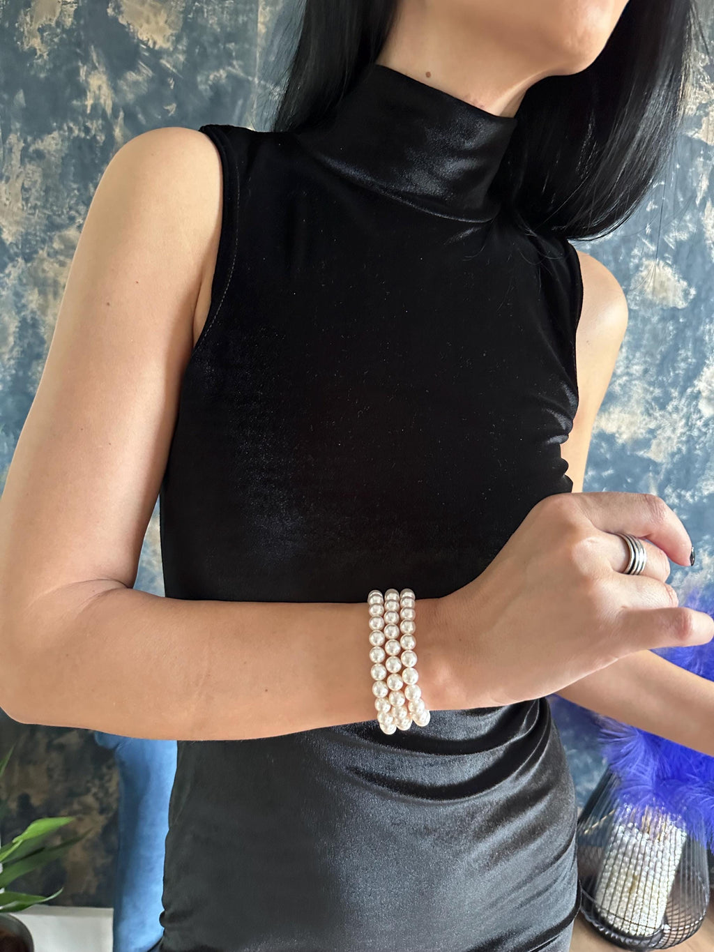 Crystal Pearl Bracelet Triple Layer Design Premium Quality Beads Gold Plated Clasp Vintage Style Appearance Bridal Accessory Wedding Day Jewelry Elegant Statement Piece Formal Event Essential Timeless Classic Look Perfect Bride Gift Wedding