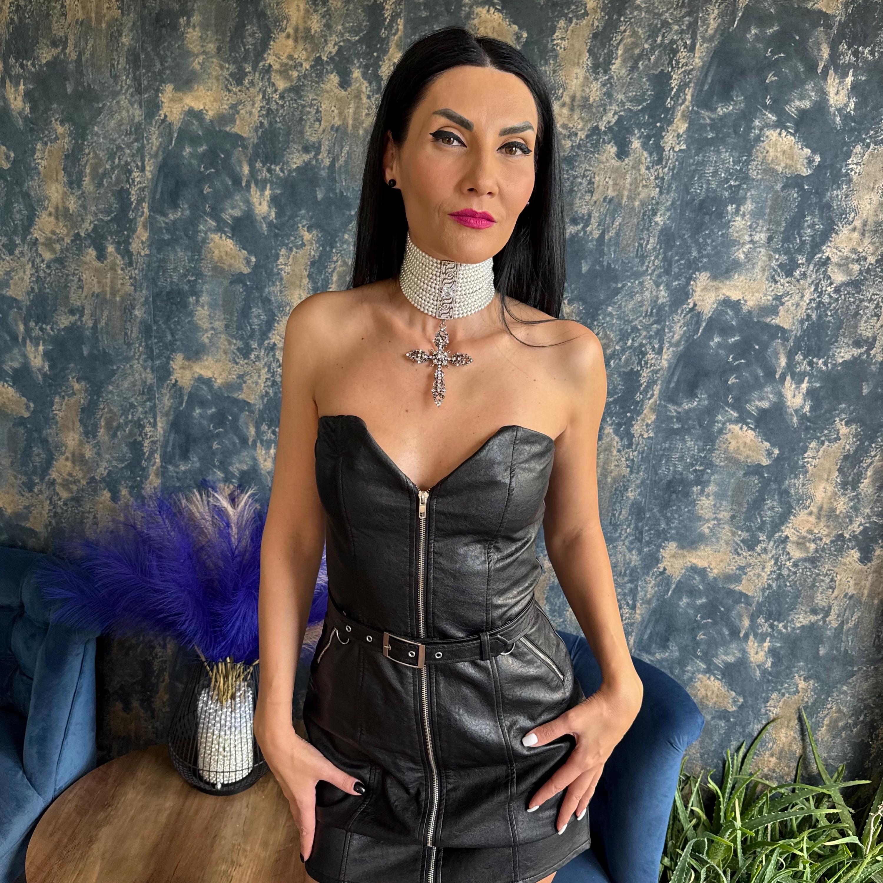 Pearl Cross Necklace Rhinestone Choker Multi Strand Design Statement Jewelry Piece Wedding Ceremony Accessory Elegant Fashion Collection Customizable Length Option Premium Shell Pearls Zircon Embellishments Platinum Plated Finish Gothic