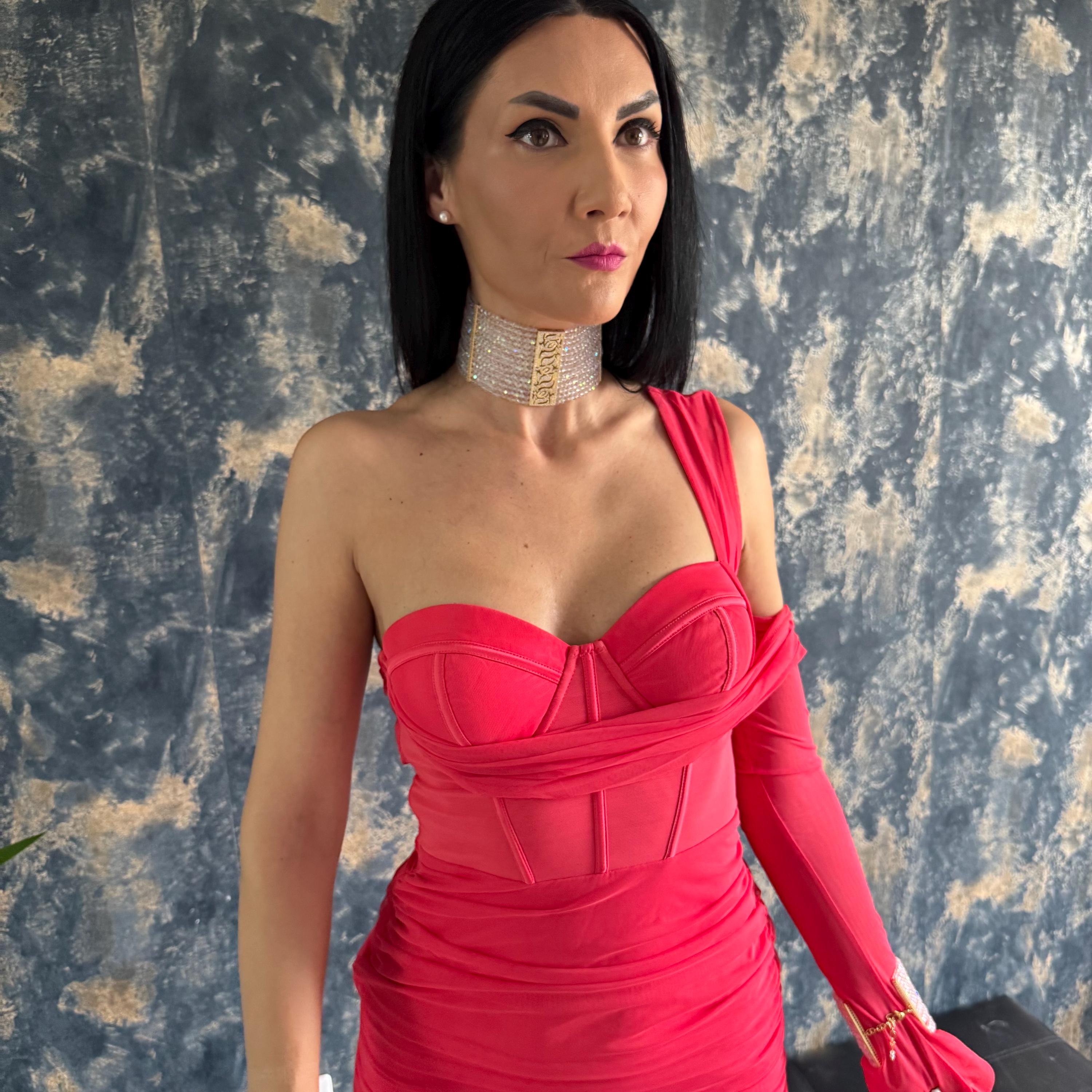 Statement Jewelry Piece Crystal Choker Design Wide Necklace Collection Customizable Length Option Iridescent Glass Beads Gold Plated Accents Zircon Centerpiece Detail Glamorous Evening Wear Luxury Formal Event Accessory Premium Quality