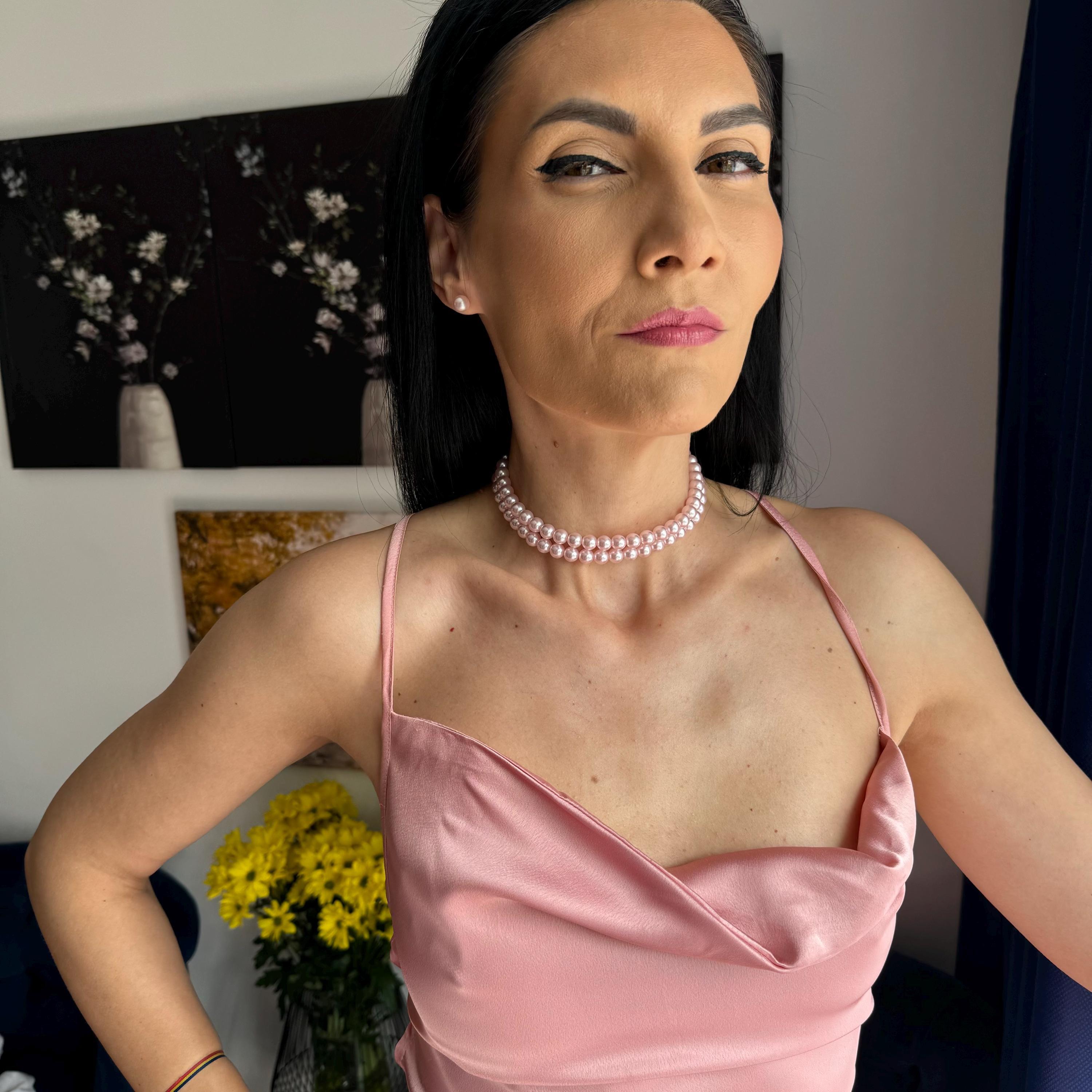 Two Strand Pearl Necklace Pink Choker Design Elegant Layered Style Swarovski Pearls Collection Adjustable Length Feature Gold Plated Clasp Wedding Accessory Bridesmaid Jewelry Gift Perfect Mother Day Present Special Occasion Wear Feminine