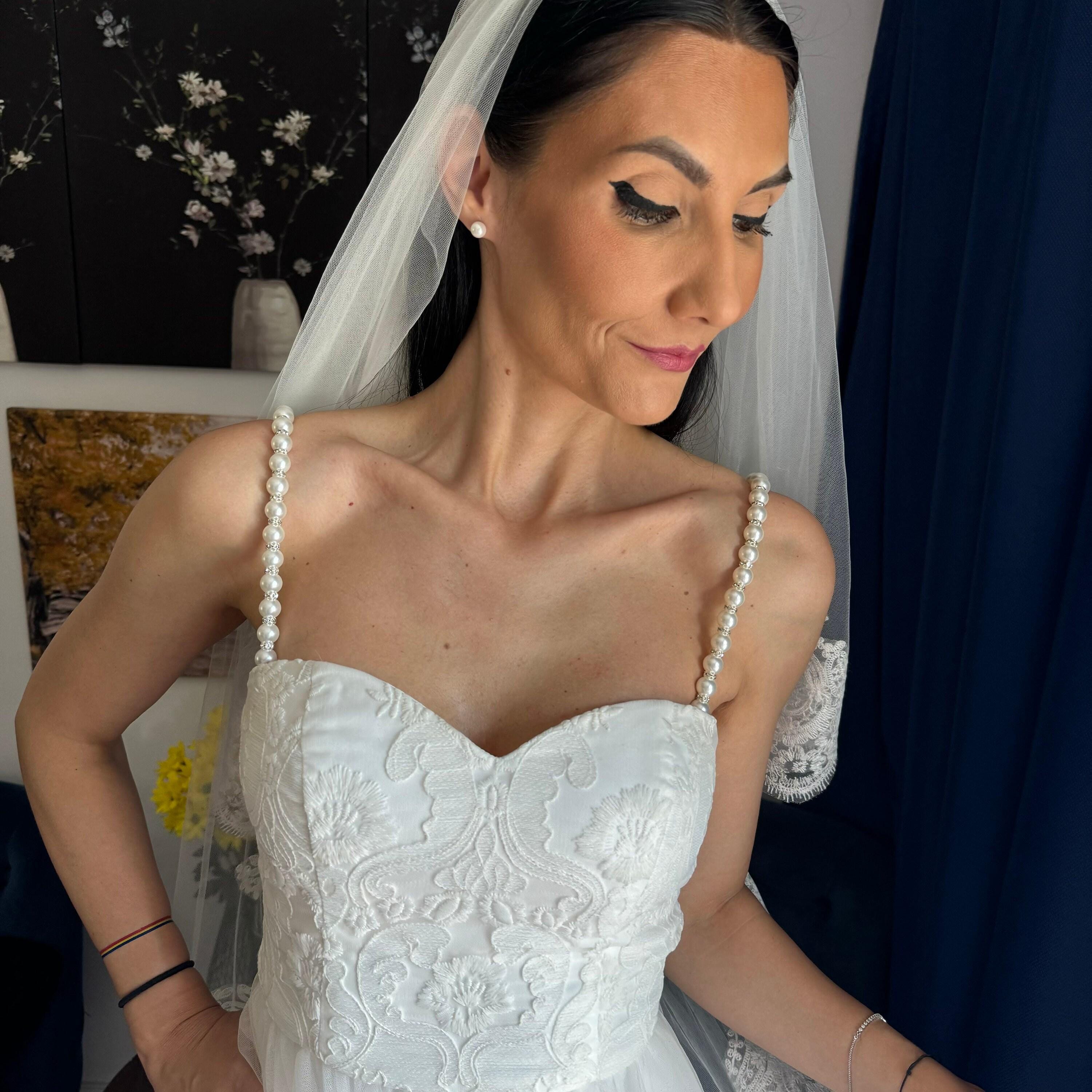 Dress Enhancement Pearl Straps Elegant Shoulder Jewelry Bridal Accessory Perfect Wedding Day Transformation White Shell Pearl Collection Premium Quality Design Sophisticated Formal Event Essential Beautiful Upcycle Solution Luxurious Bridal