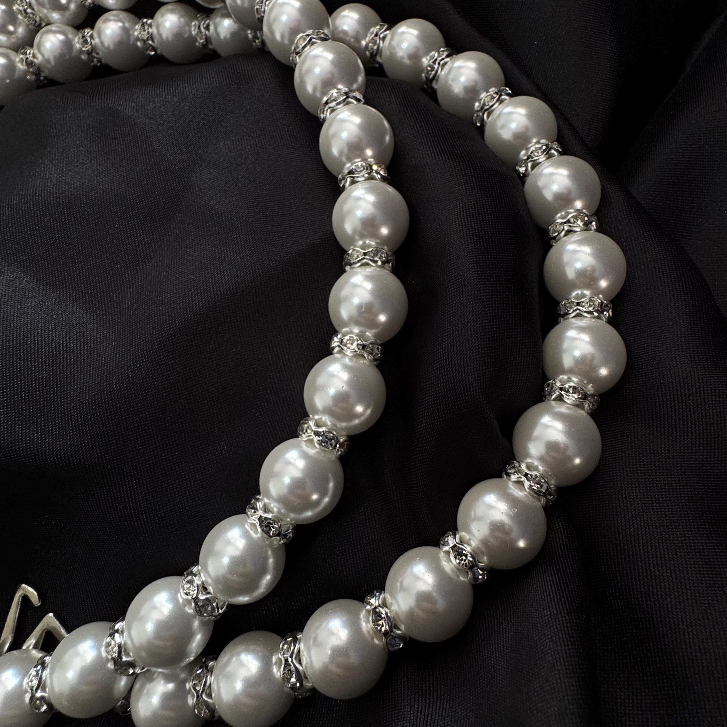 Pearl Dress Strap Shoulder Jewellery Bridal Accessory White Pearl Elegant Embellishment Dress Upcycle Idea Transformation Wedding Silver