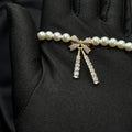 Special Occasion Necklace Pearl Bow Design Elegant Choker Style Rhinestone Charm Detail Crystal Pearl Collection Adjustable Length Feature Formal Wear Accessory Luxury Gift Presentation Red Velvet Box Included Perfect Wife Present Holiday