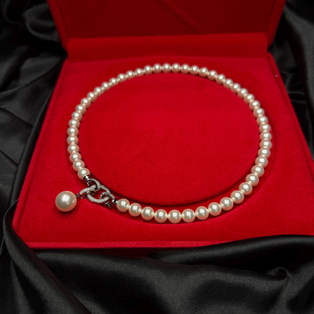 Crystal Pearl Necklace Drop Pendant Design Elegant Jewelry Collection Wedding Accessory Formal Wear Option Everyday Style Piece Gold Chain Option Decorative Clasp Detail Premium Quality Construction Perfect Gift Idea Anniversary Present