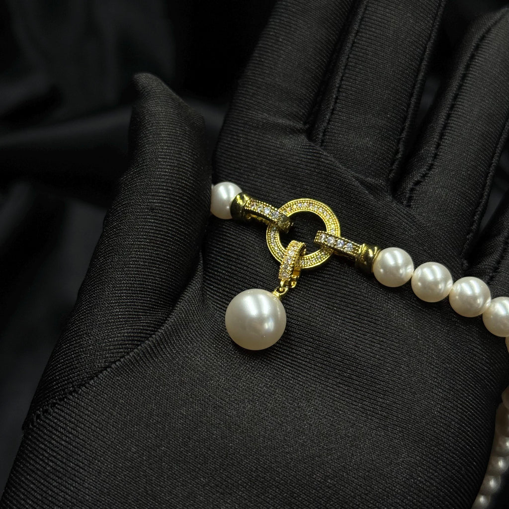 Pearl Necklace in Luxury Box Gold Pendant Valentine's Day Jewelry Gift for Women
