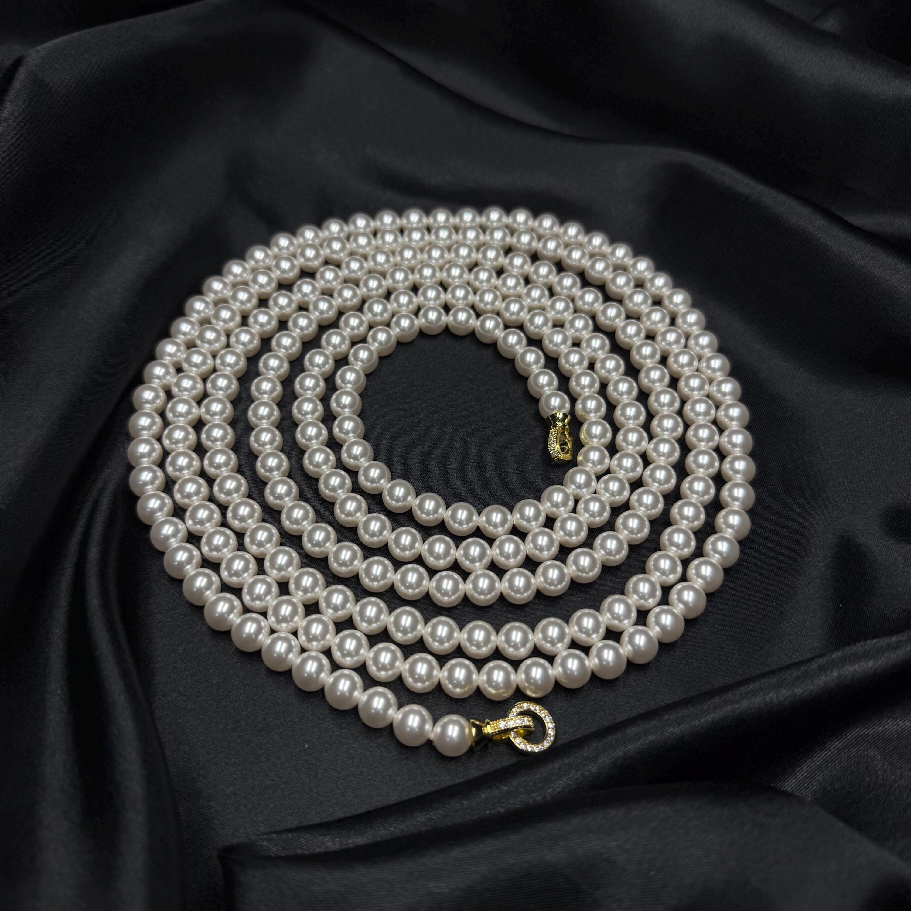 Long Pearl Rope Necklace: Multi-Way Sweater Accessory, Vintage Style