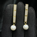 Pearl Bridal Earring Wedding Jewelry Statement Piece Dangle Drop Design White Shell Pearls Gold Plated Brass Zircon Inlaid Elegant Wedding Day Accessory Bride Bridesmaid Gift Formal Attire Essential Luxury Piece Timeless Collection Special