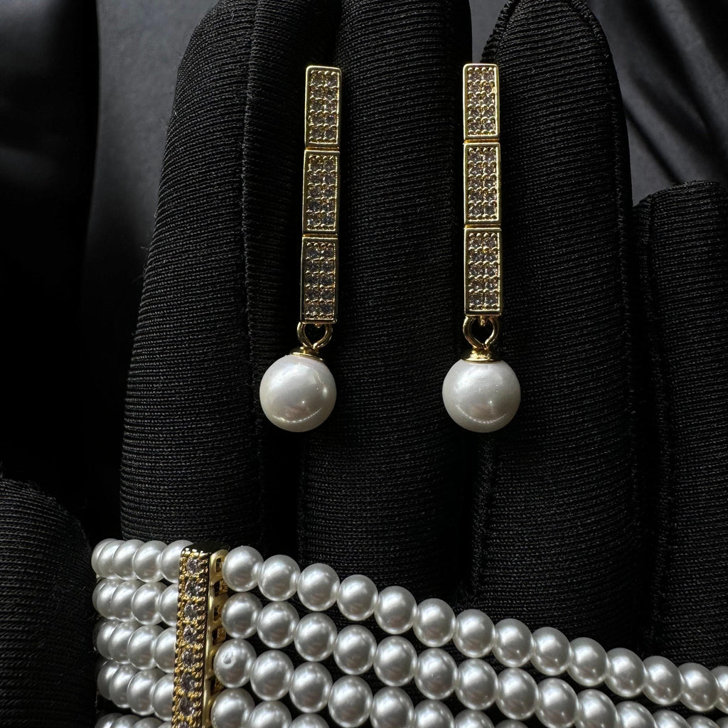 Pearl Bridal Earring Wedding Jewelry Gift Her Statement Dangle Drop Dangling Bridesmaid Bride Accessory Formal Gold Elegant Design